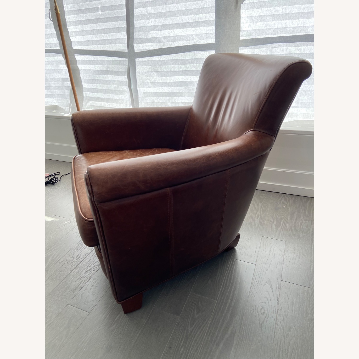 Pottery Barn Irving Roll Arm Leather Armchair - image-4