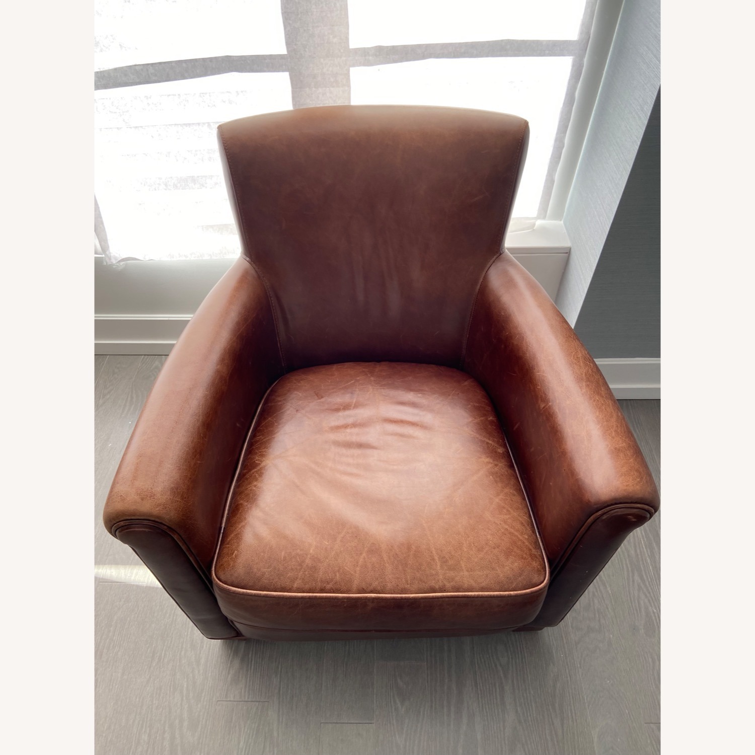 Pottery Barn Irving Roll Arm Leather Armchair - image-1