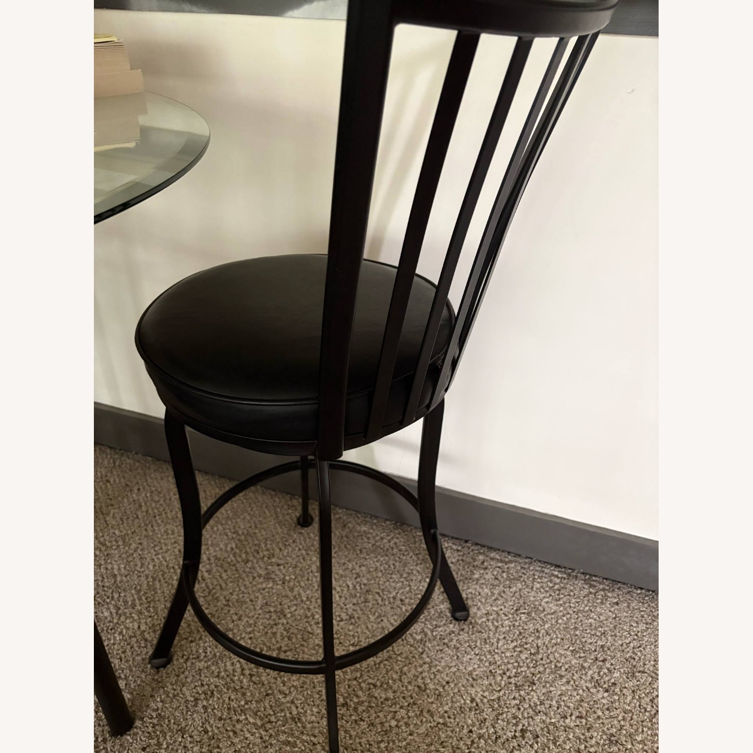 Black Leather Bar Stools - image-0