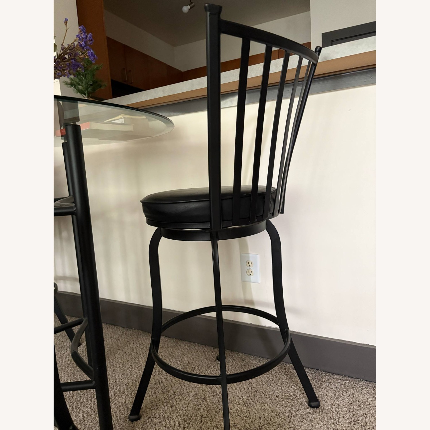Black Leather Bar Stools - image-2