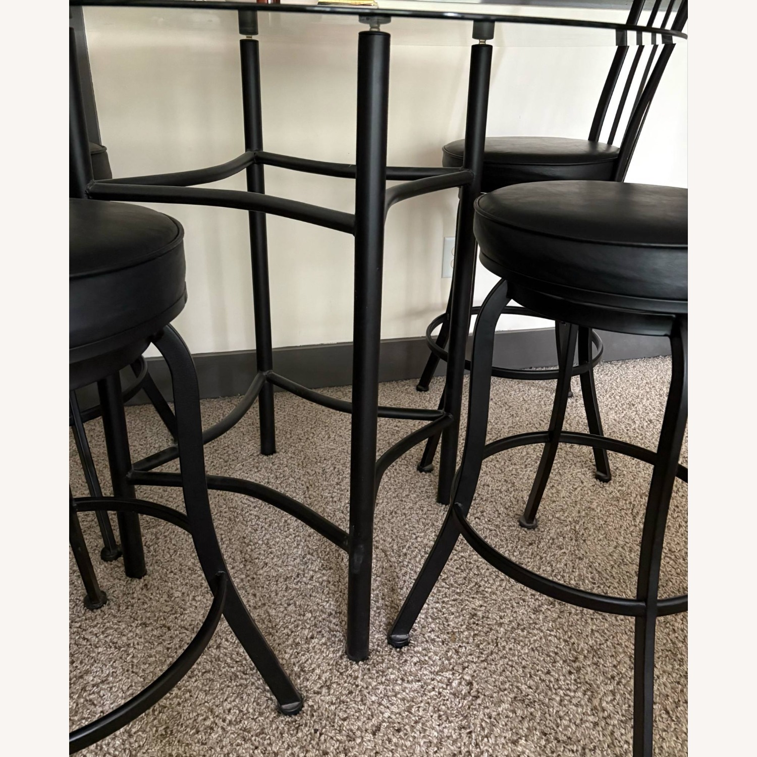 High Round Glass Top Metal Base Dining Table - image-2