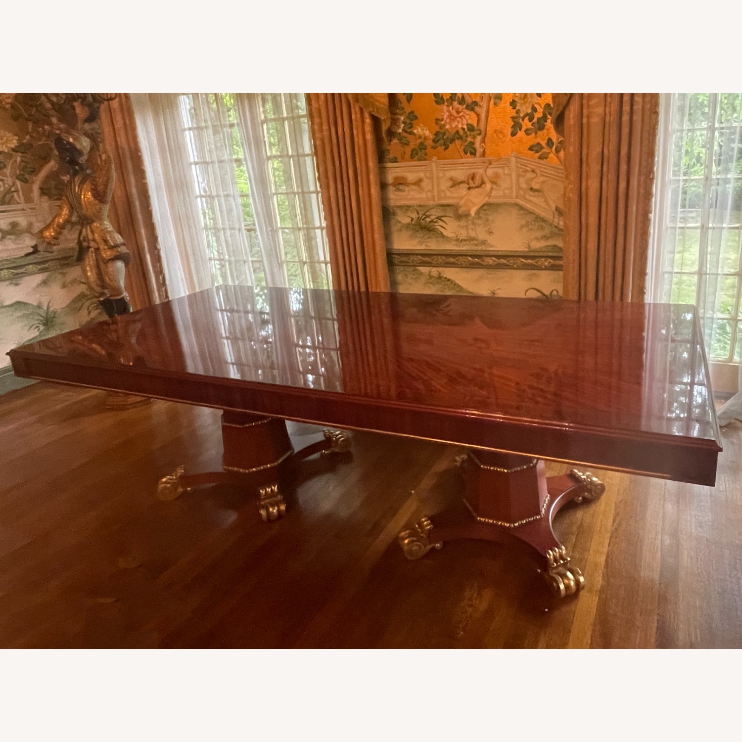 Vintage Table with Gold Accents on Legs - image-1