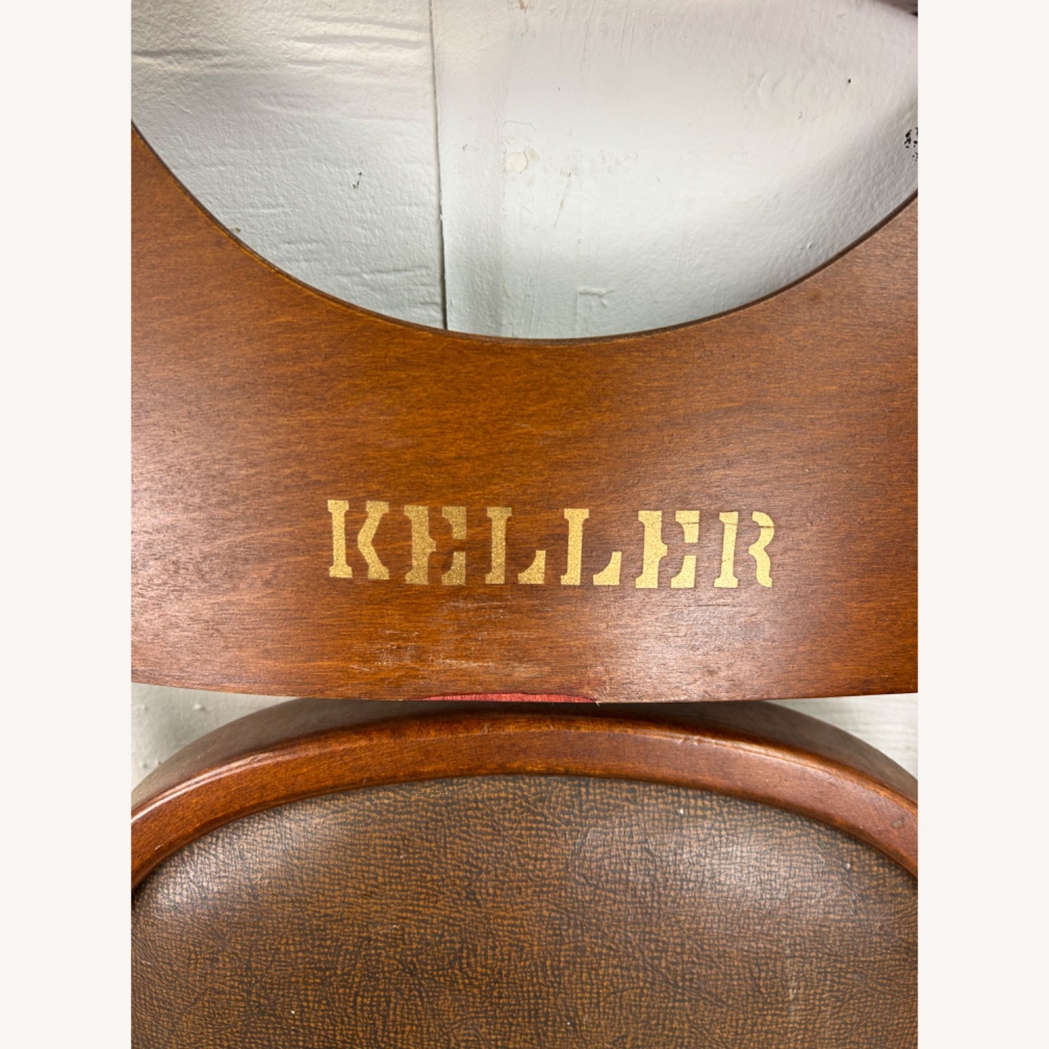 Set of 4 Antique Folding Chairs with Vinyl Seats - image-24