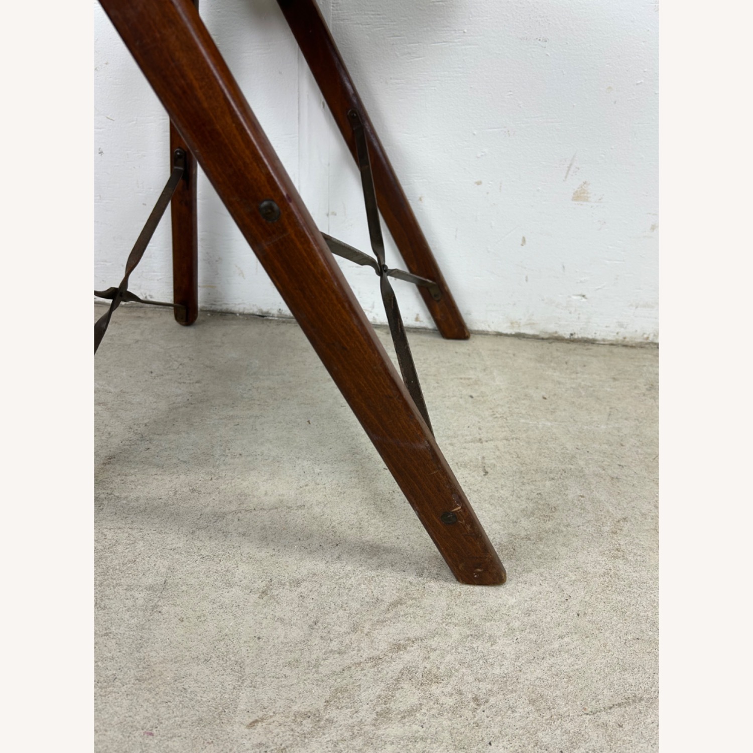 Set of 4 Antique Folding Chairs with Vinyl Seats - image-10