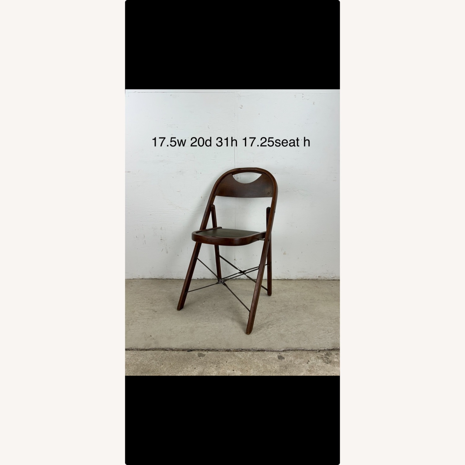 Set of 4 Antique Folding Chairs with Vinyl Seats - image-19