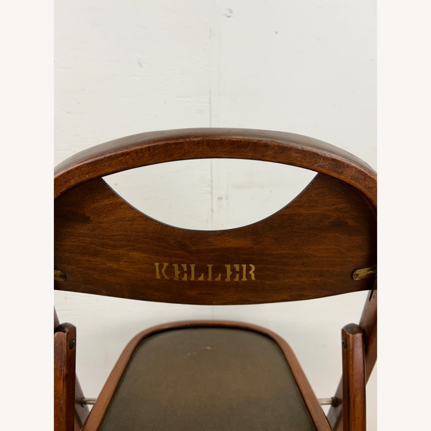 Set of 4 Antique Folding Chairs with Vinyl Seats - image-12