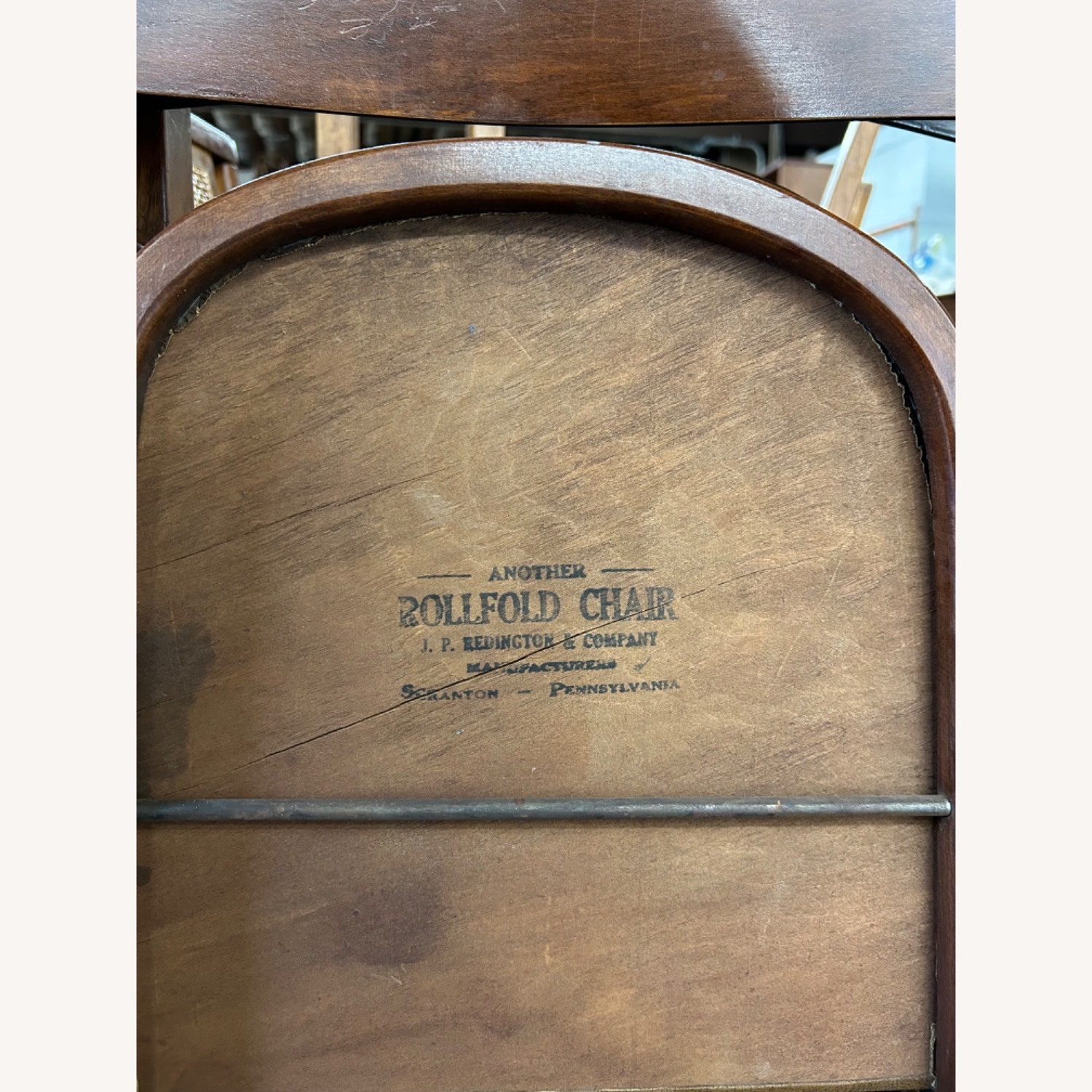 Set of 4 Antique Folding Chairs with Vinyl Seats - image-20