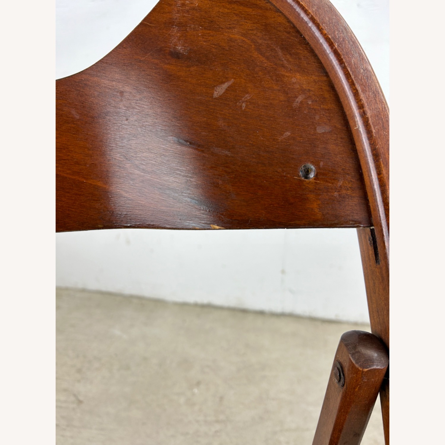 Set of 4 Antique Folding Chairs with Vinyl Seats - image-21