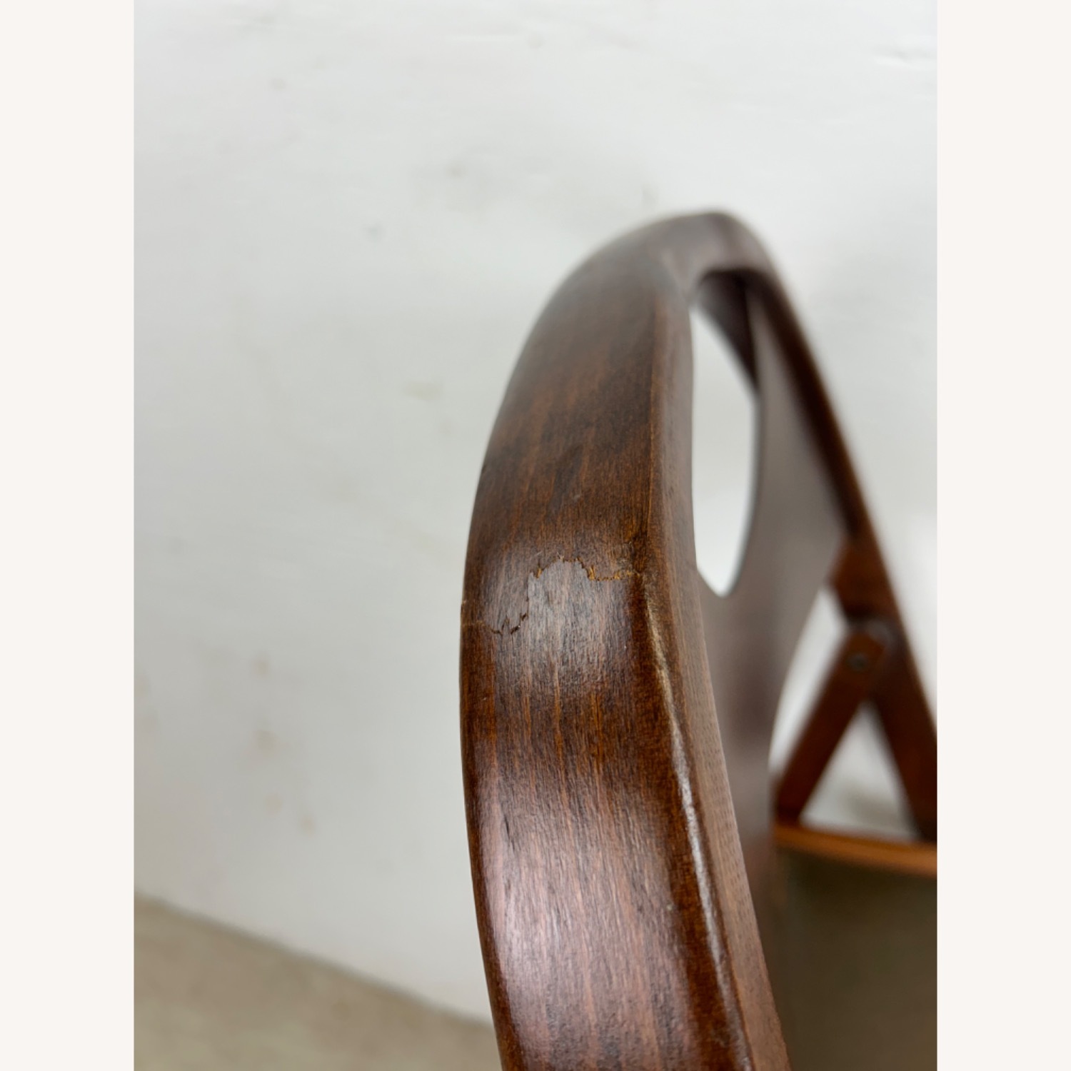 Set of 4 Antique Folding Chairs with Vinyl Seats - image-9