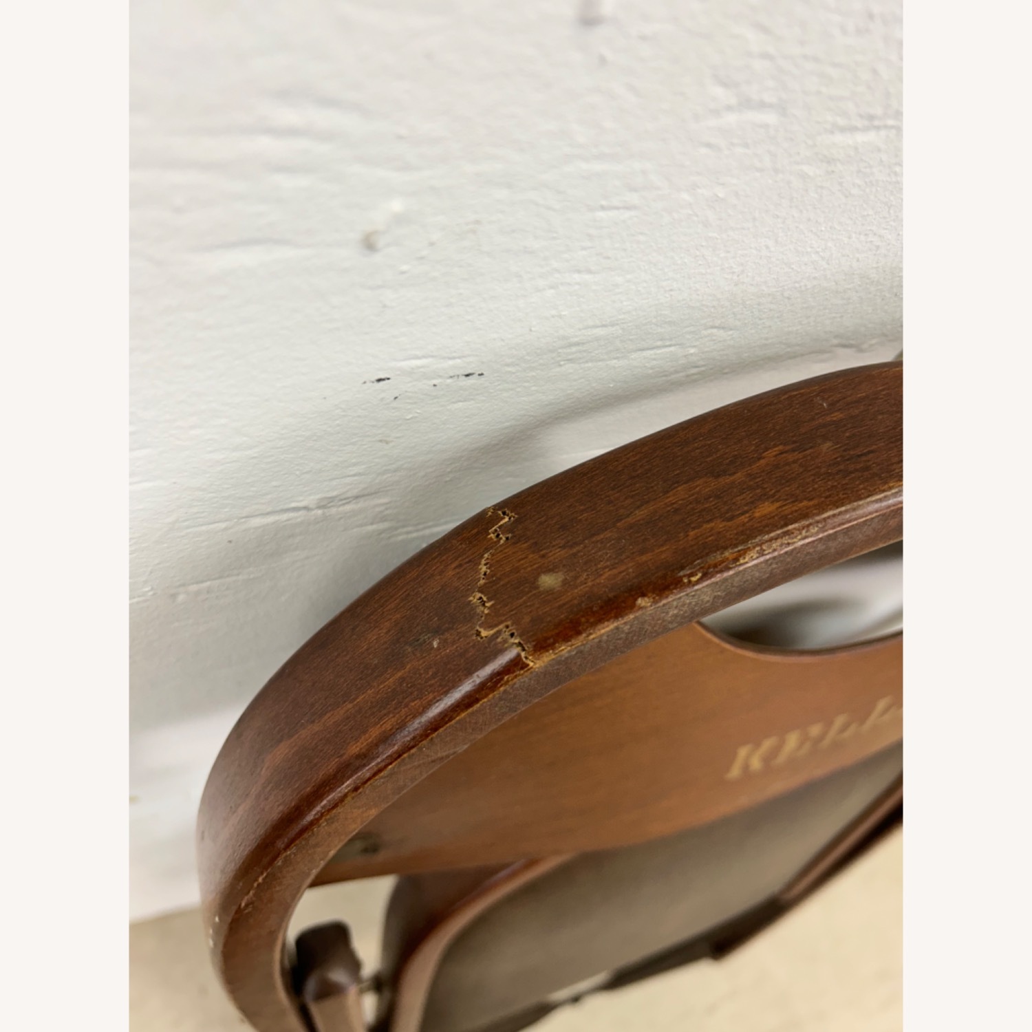 Set of 4 Antique Folding Chairs with Vinyl Seats - image-23