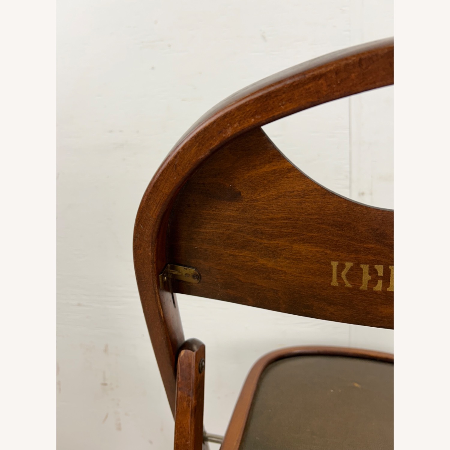 Set of 4 Antique Folding Chairs with Vinyl Seats - image-14