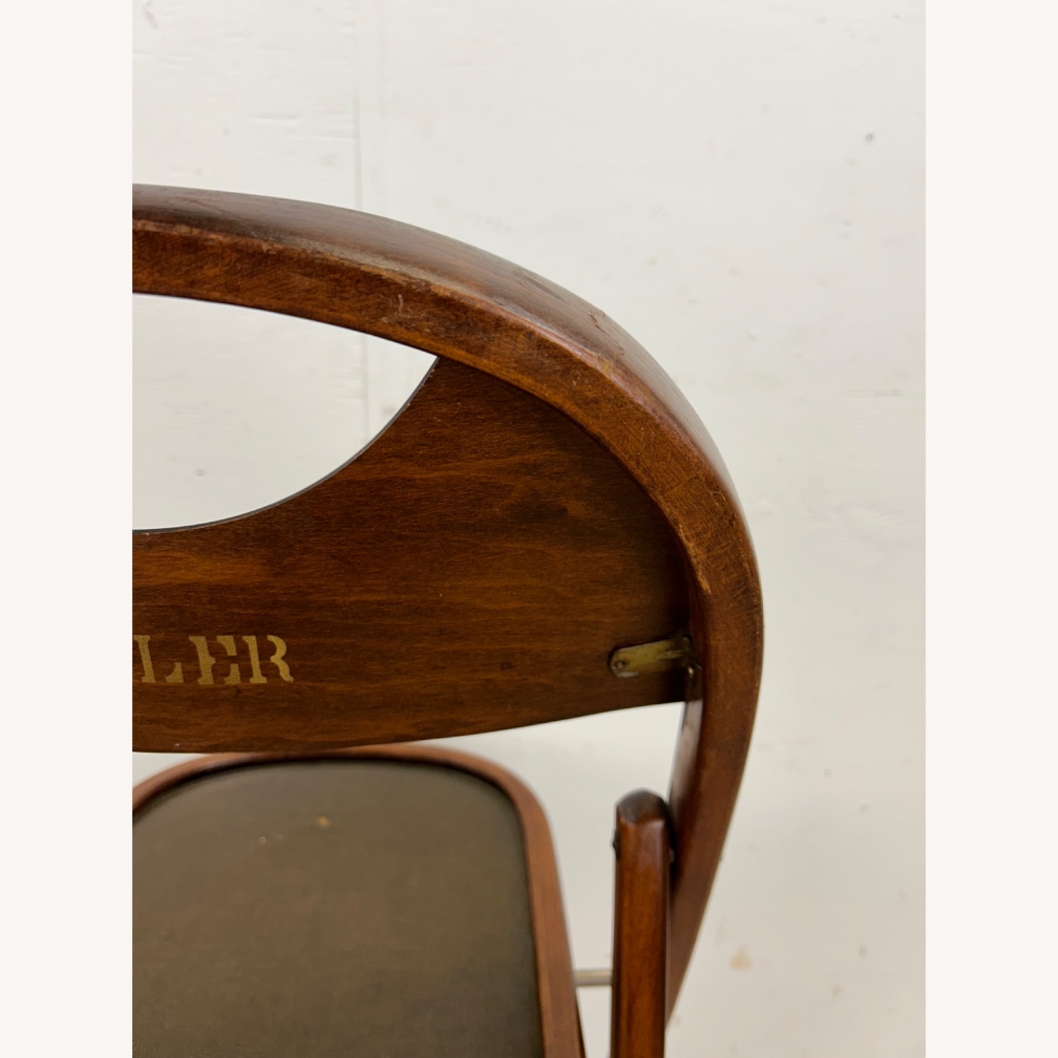 Set of 4 Antique Folding Chairs with Vinyl Seats - image-13