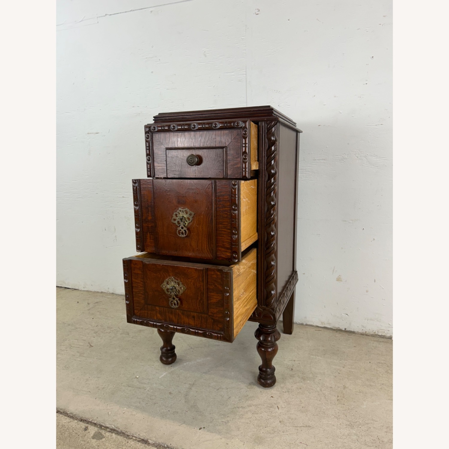 Antique Jacobean Gothic Carved Walnut End Table - image-12