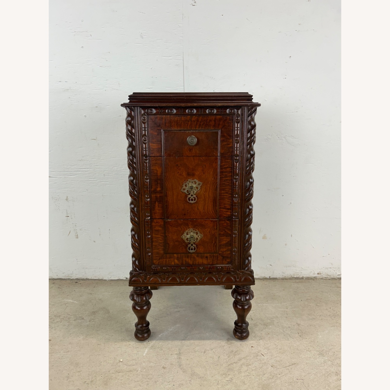 Antique Jacobean Gothic Carved Walnut End Table - image-2