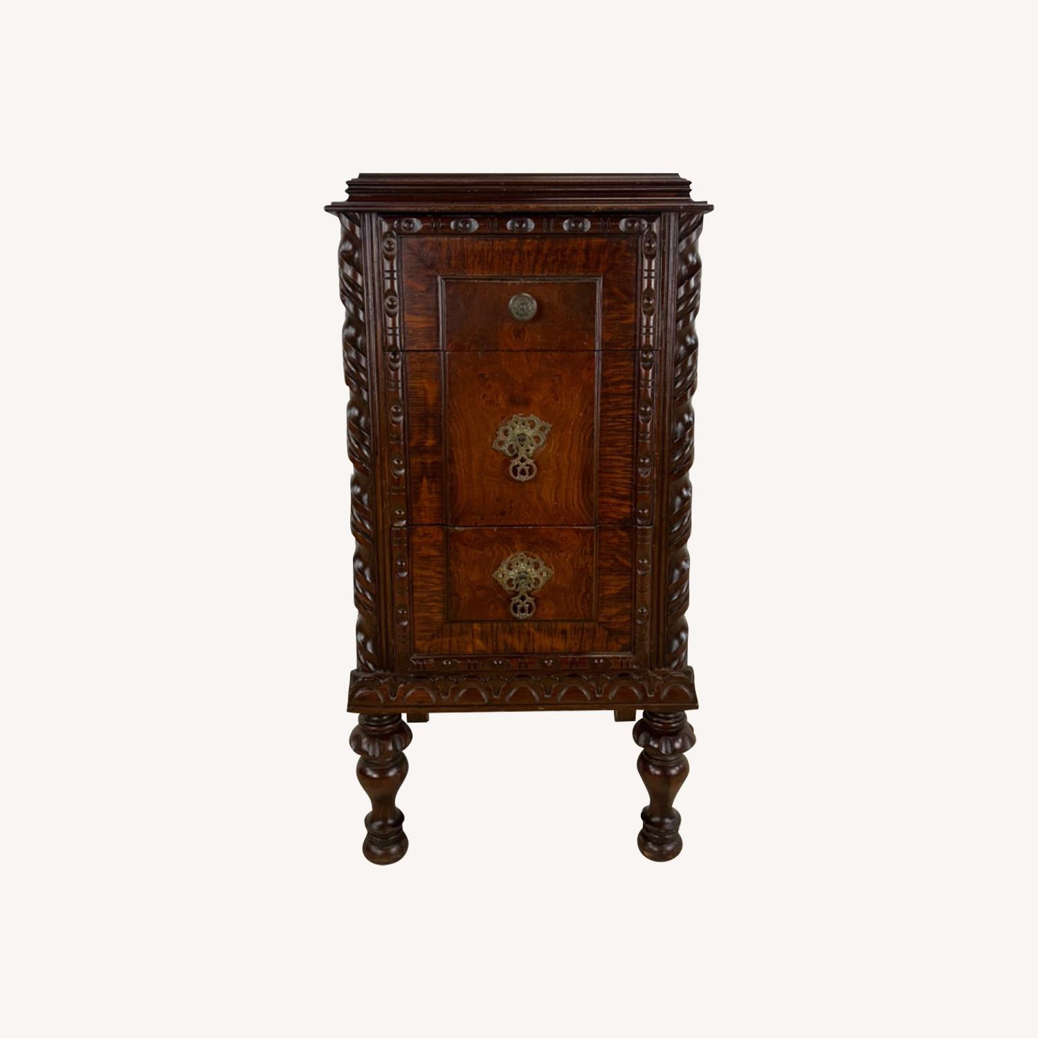 Antique Jacobean Gothic Carved Walnut End Table - image-0