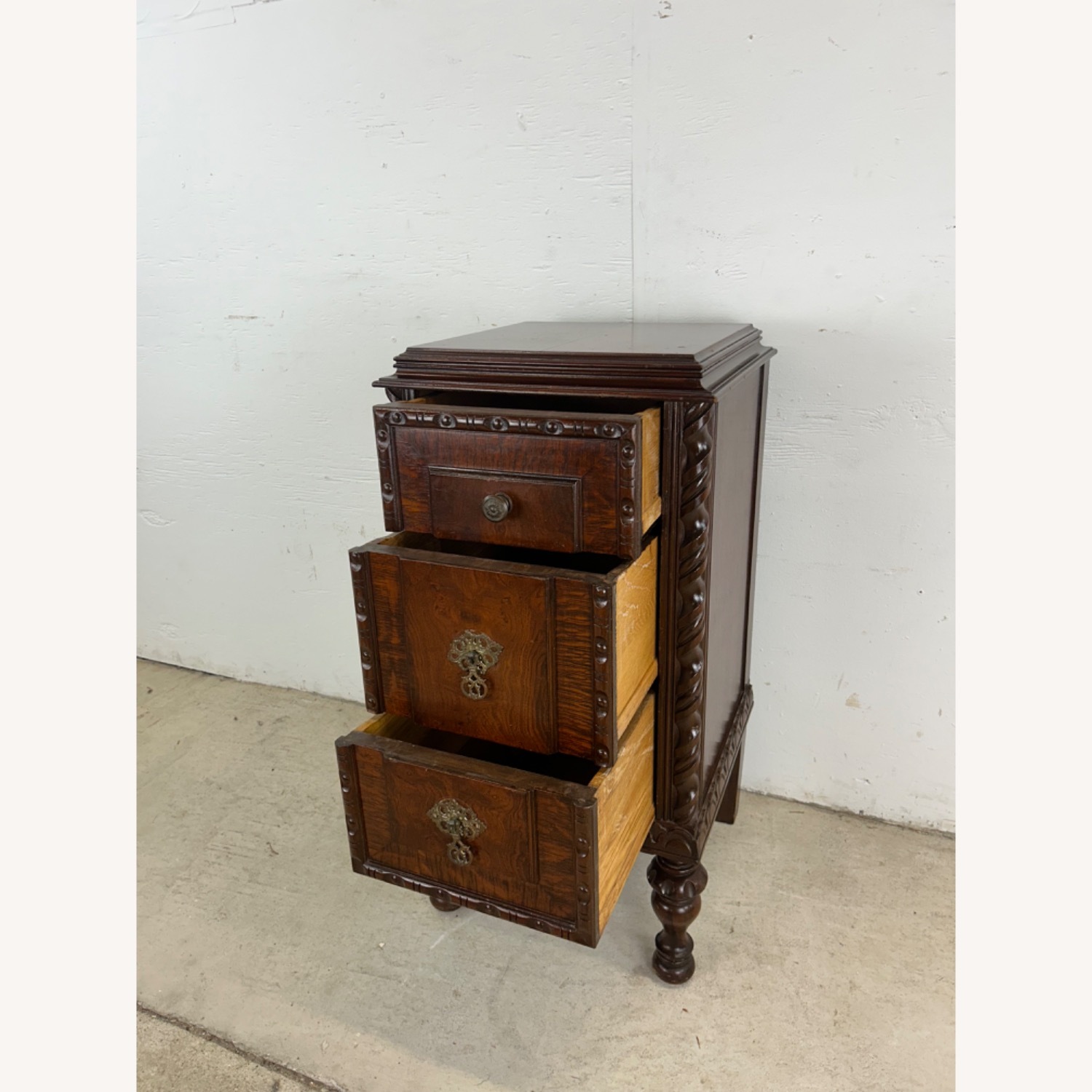 Antique Jacobean Gothic Carved Walnut End Table - image-13