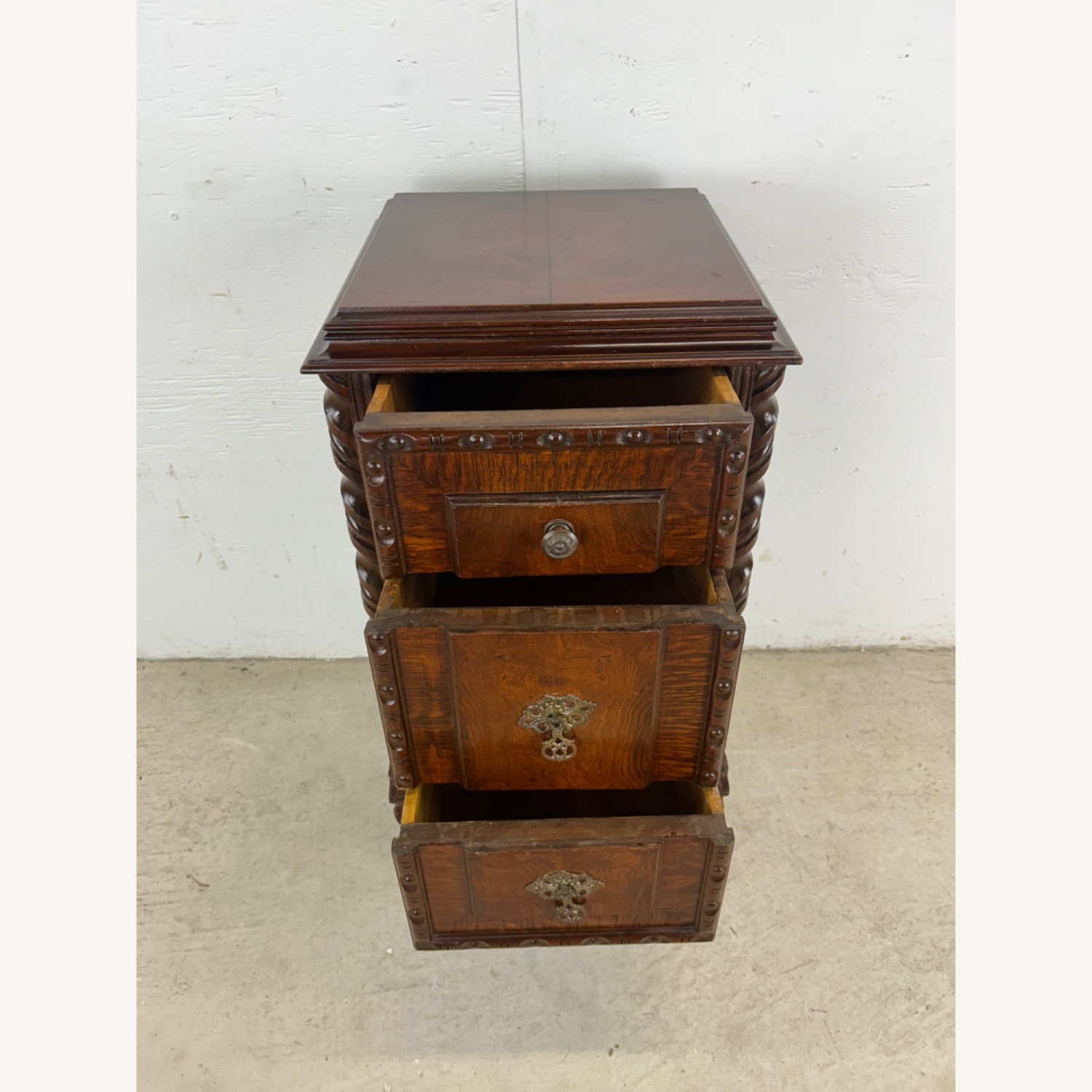 Antique Jacobean Gothic Carved Walnut End Table - image-11