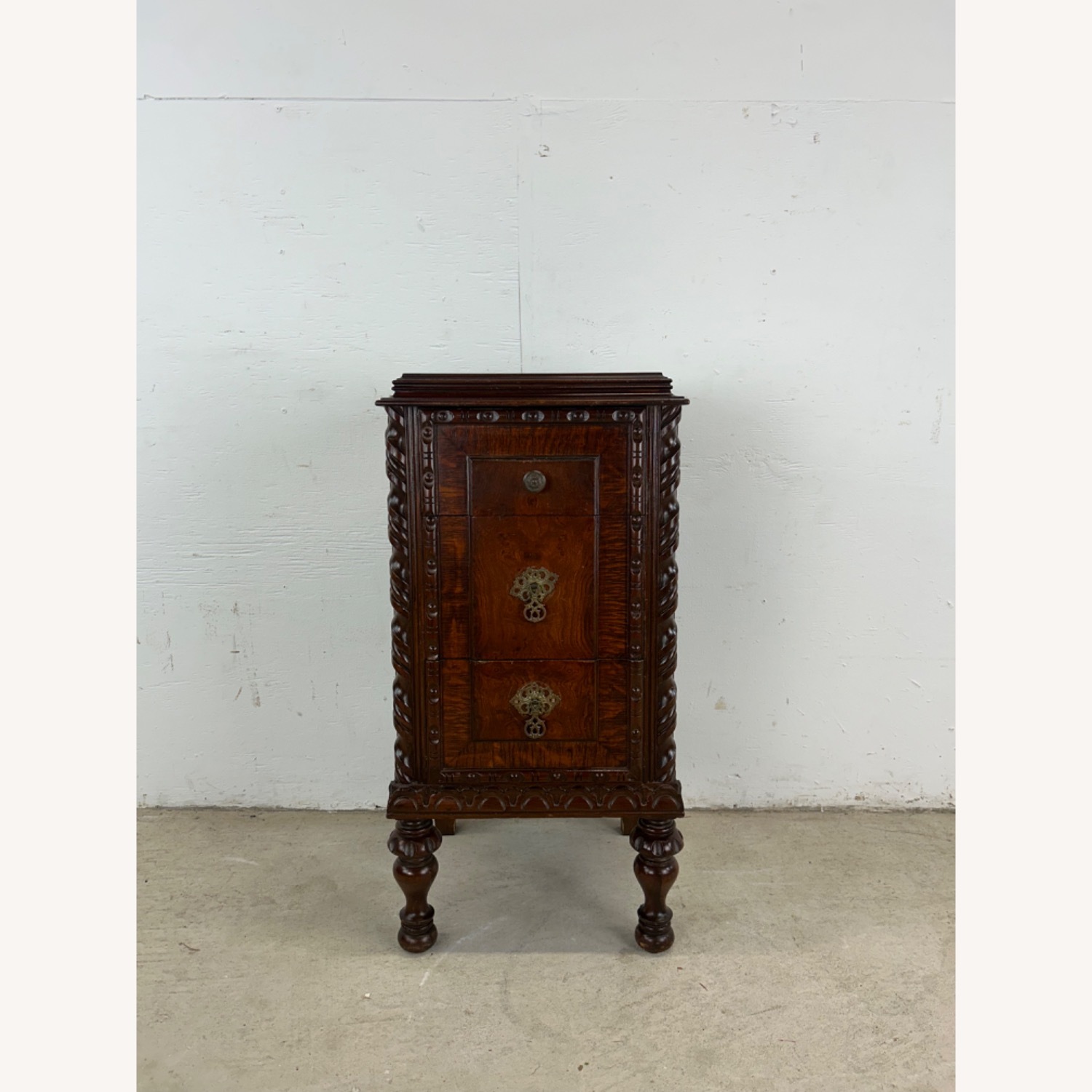 Antique Jacobean Gothic Carved Walnut End Table - image-1