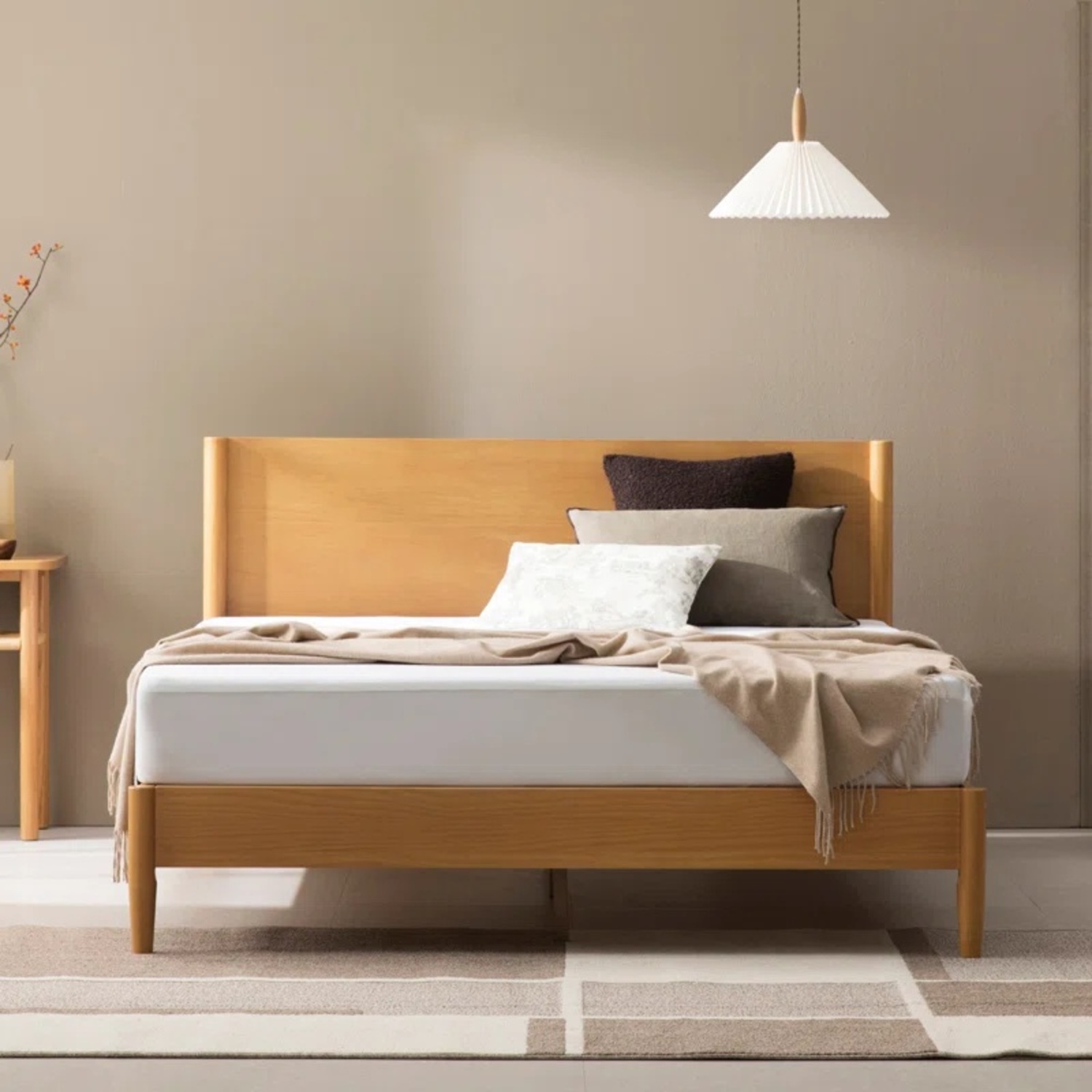 Solid Wood Mid Century Modern Platform Bed - image-6