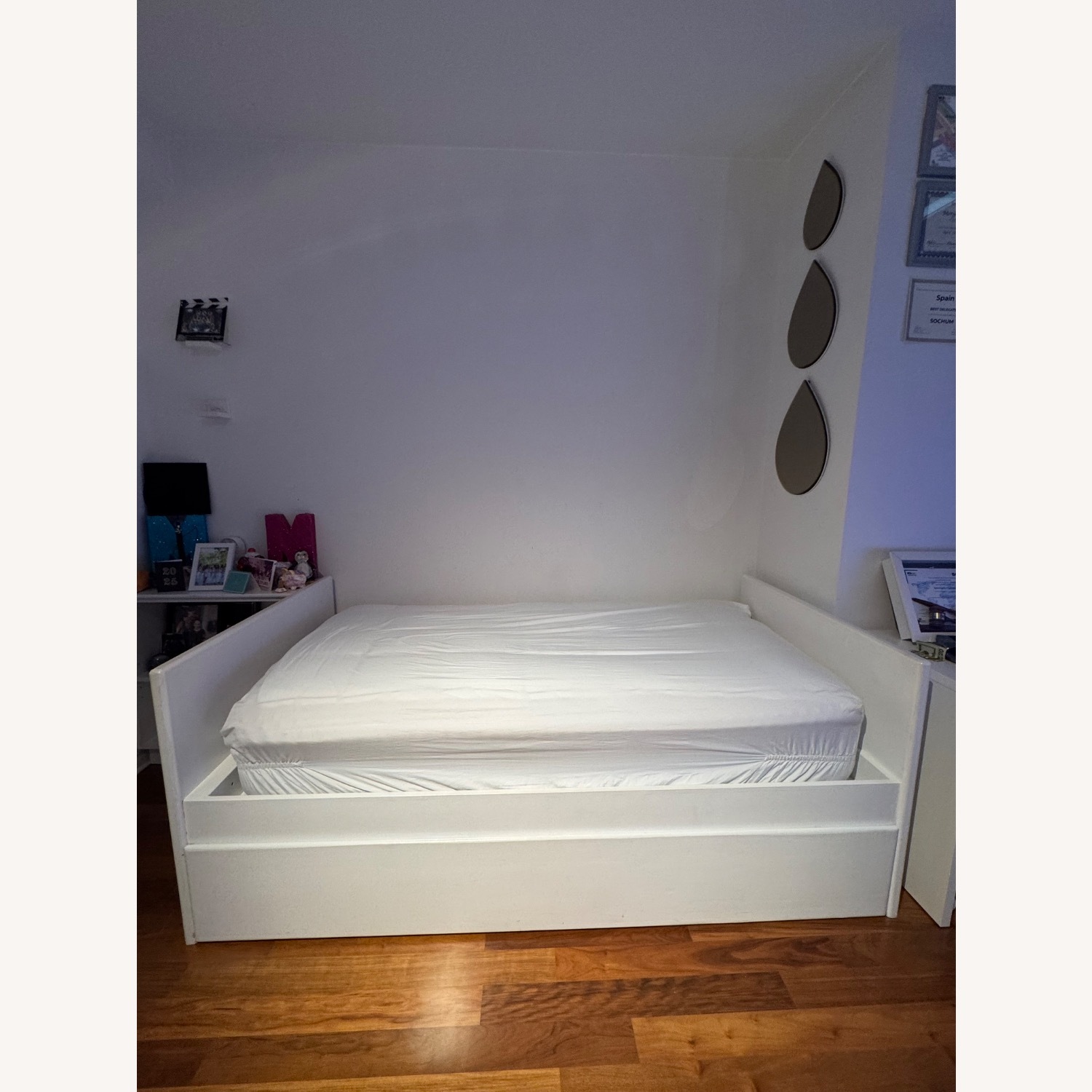 Custom Wood Twin Bed with 2 Storage Drawers - image-0