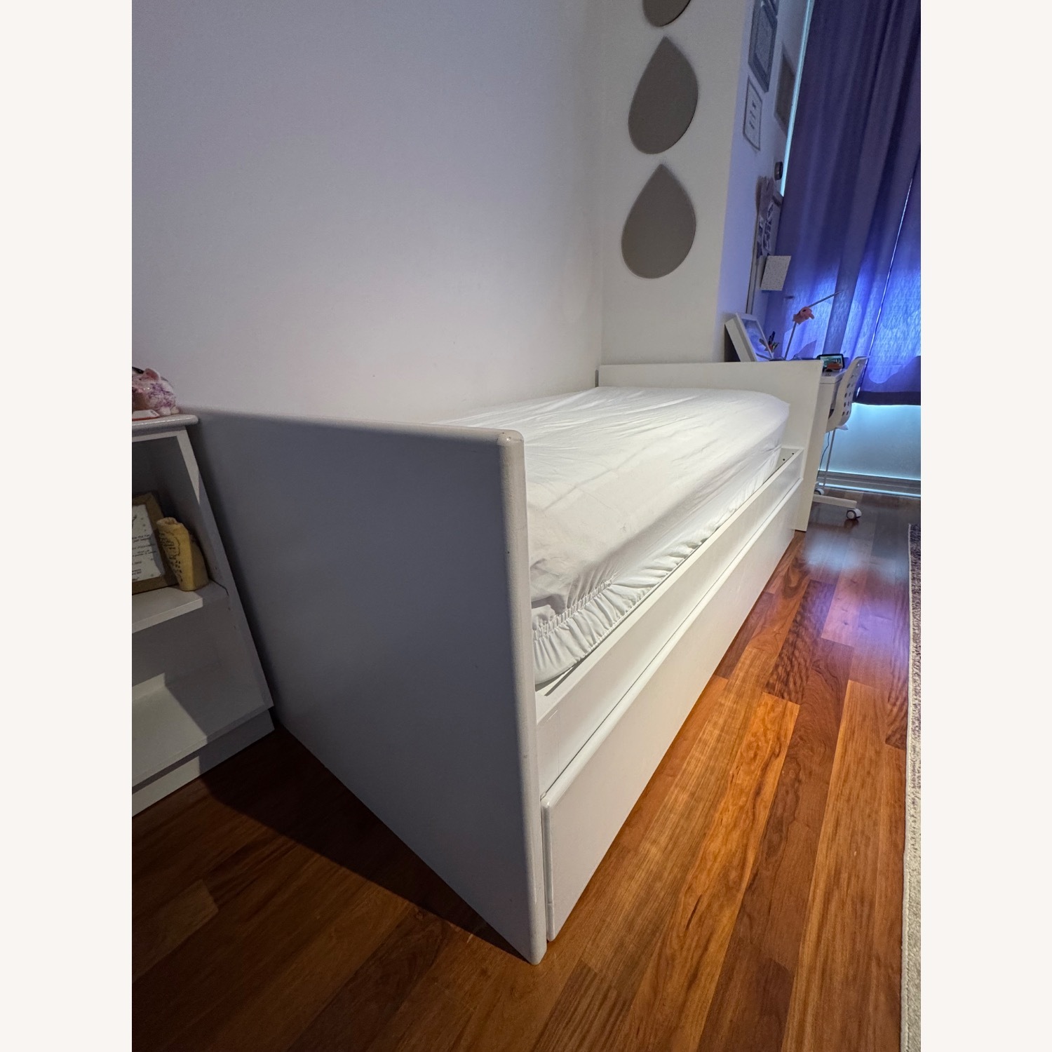Custom Wood Twin Bed with 2 Storage Drawers - image-1