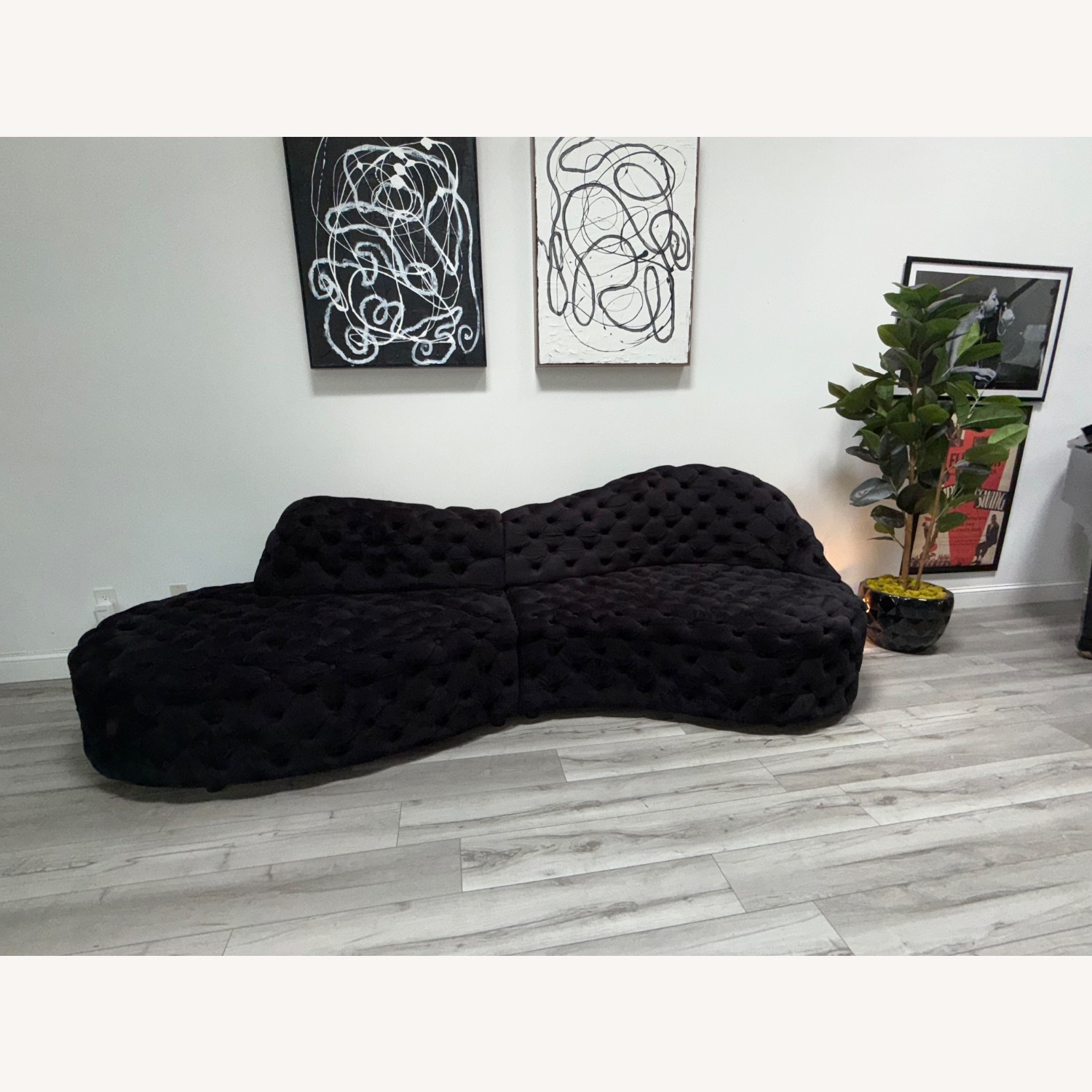 Meridian Black Velvet 2-Piece Sectional - image-3
