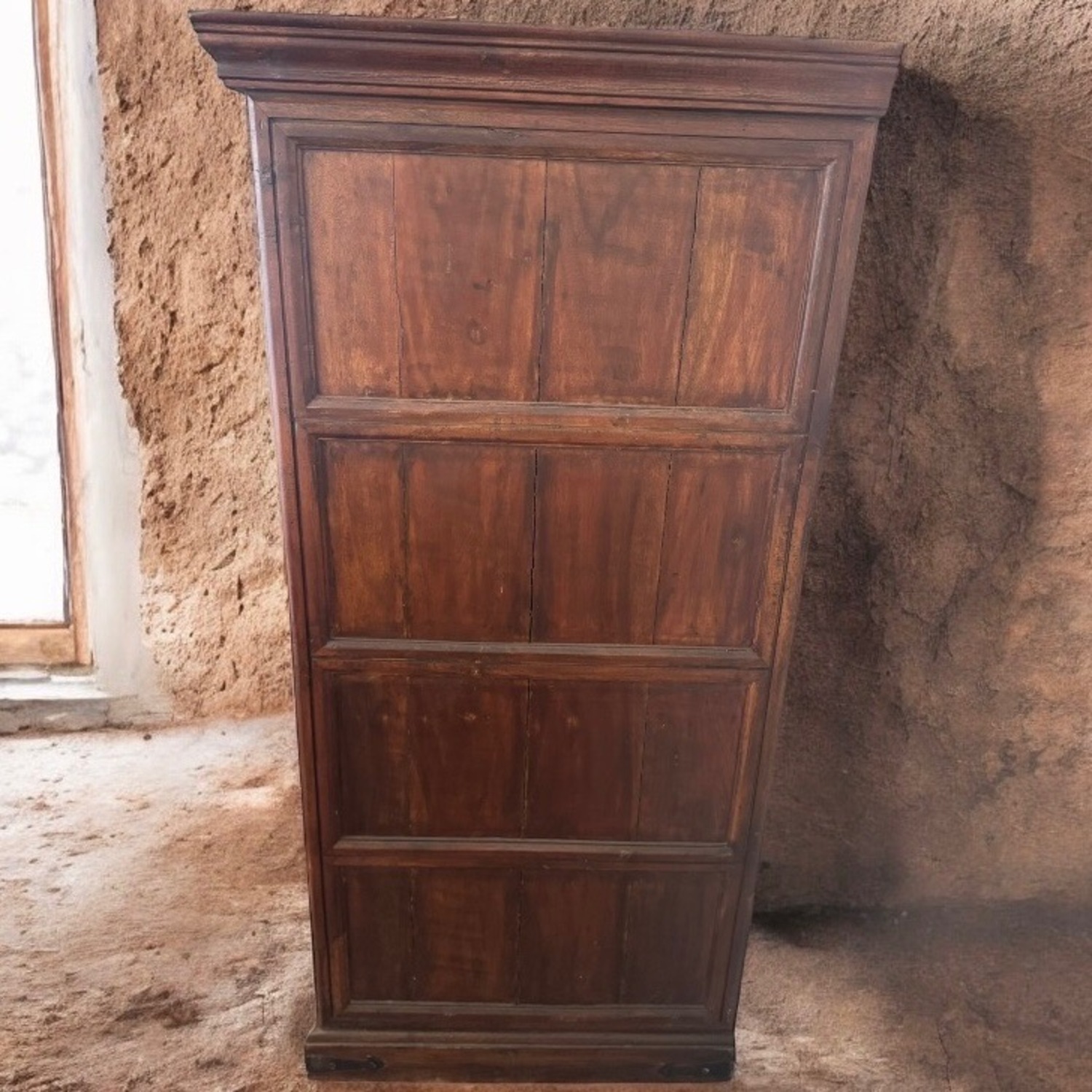 1800s Antique Rustic Wood Armoire Cabinet Hutch - image-6