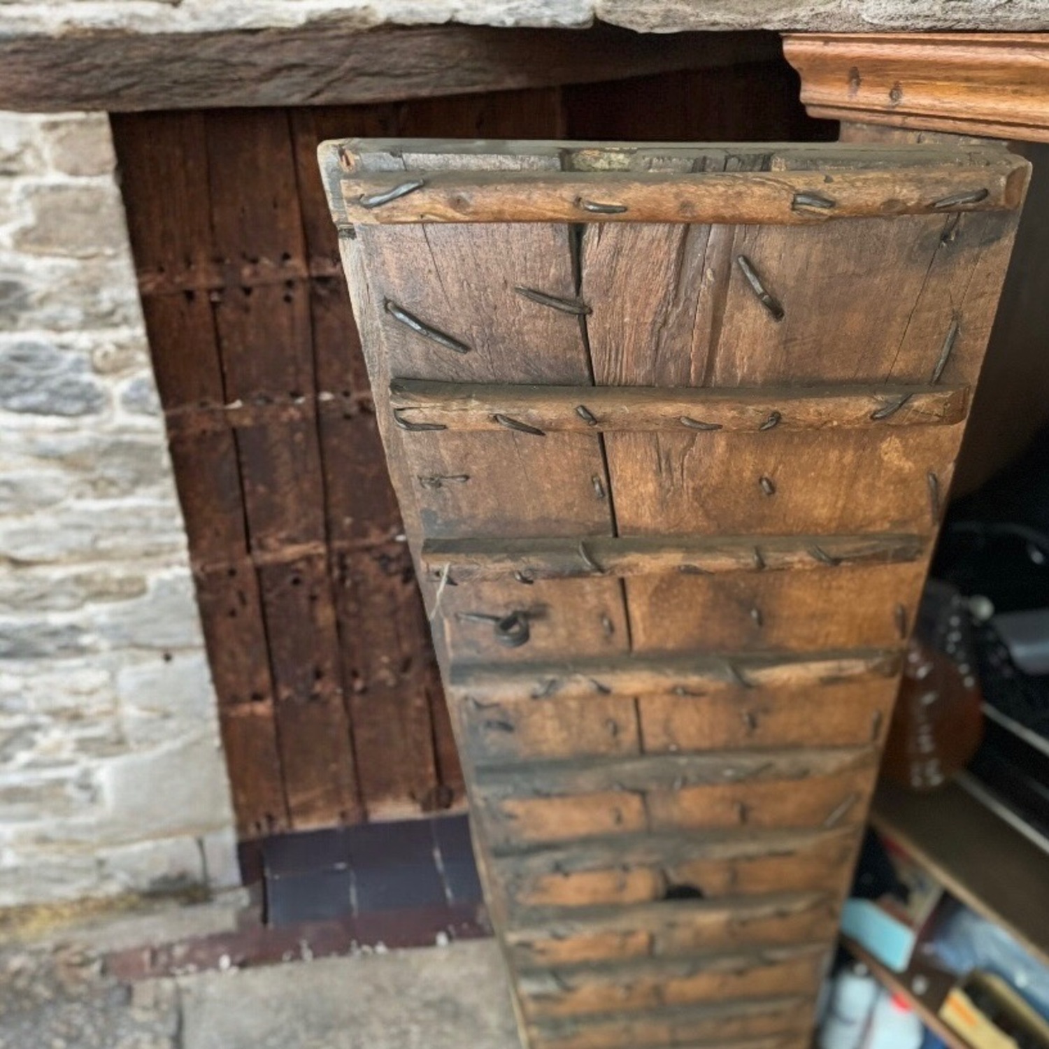 1800s Antique Rustic Wood Armoire Cabinet Hutch - image-4