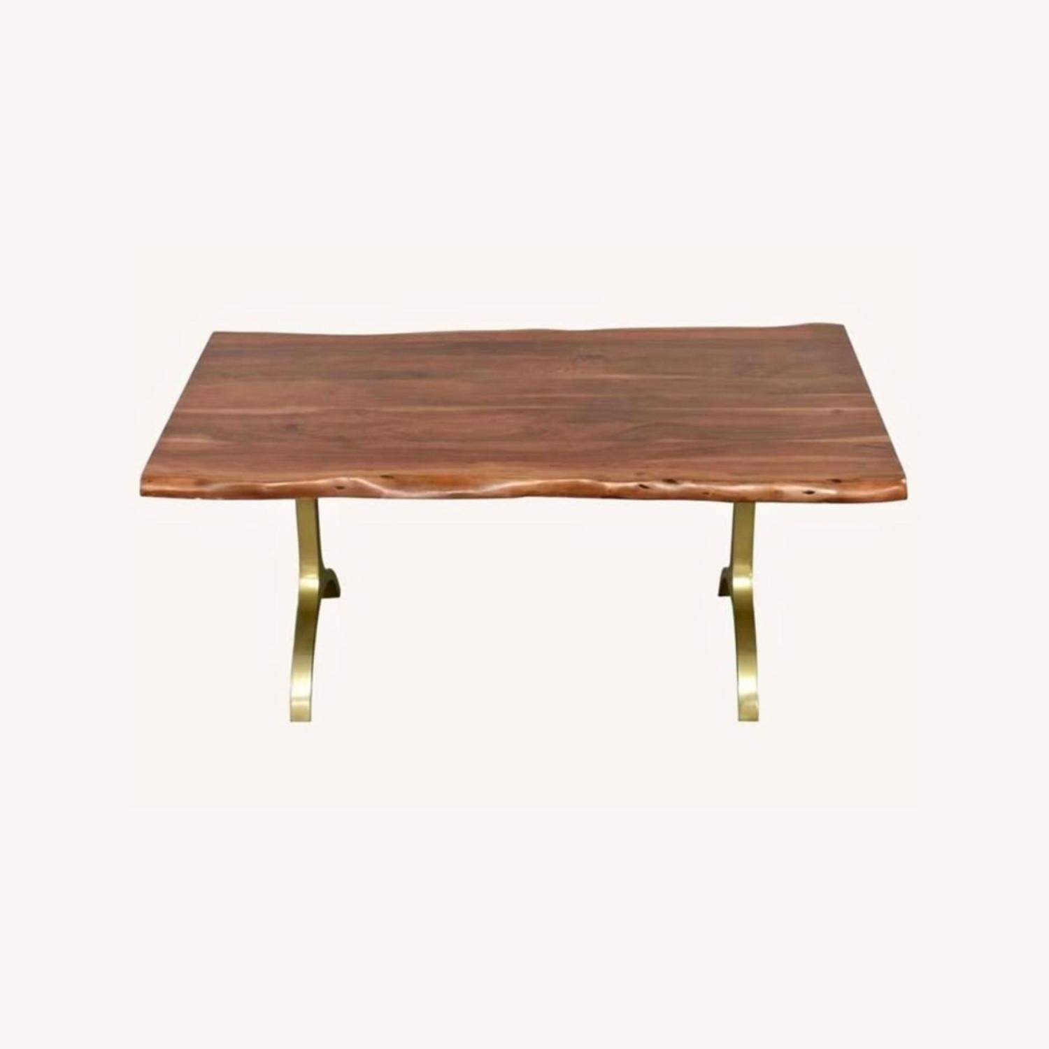 West Elm Cast Trestle Dining Table (Live Edge) - image-0