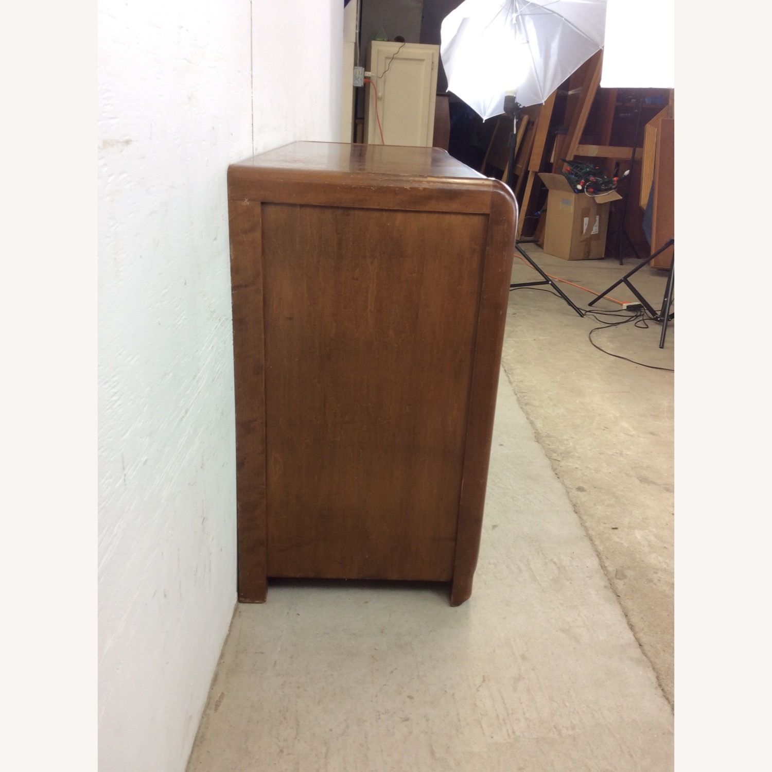 Art Deco 7 Drawer Writing Desk with Waterfall Top - image-8