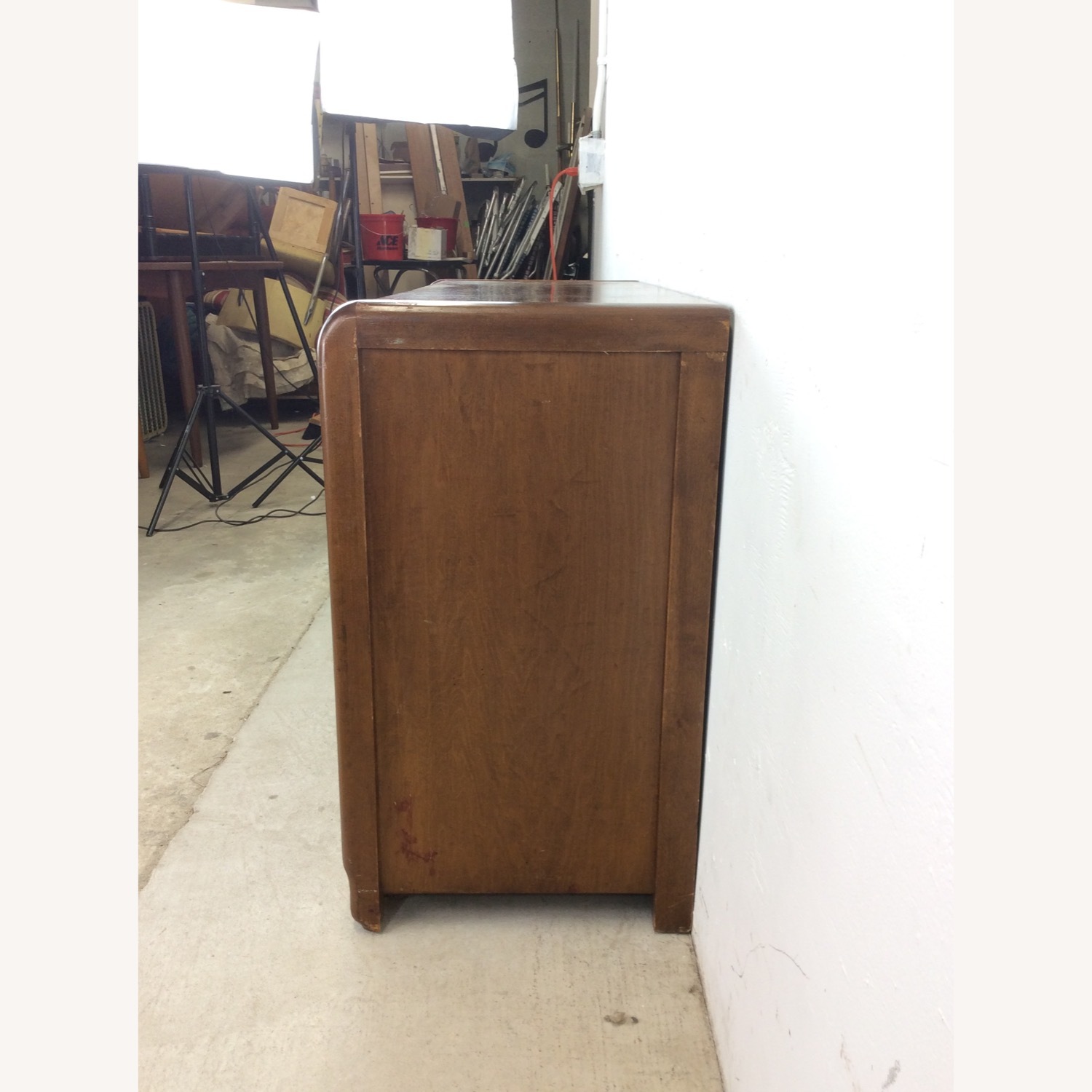 Art Deco 7 Drawer Writing Desk with Waterfall Top - image-5