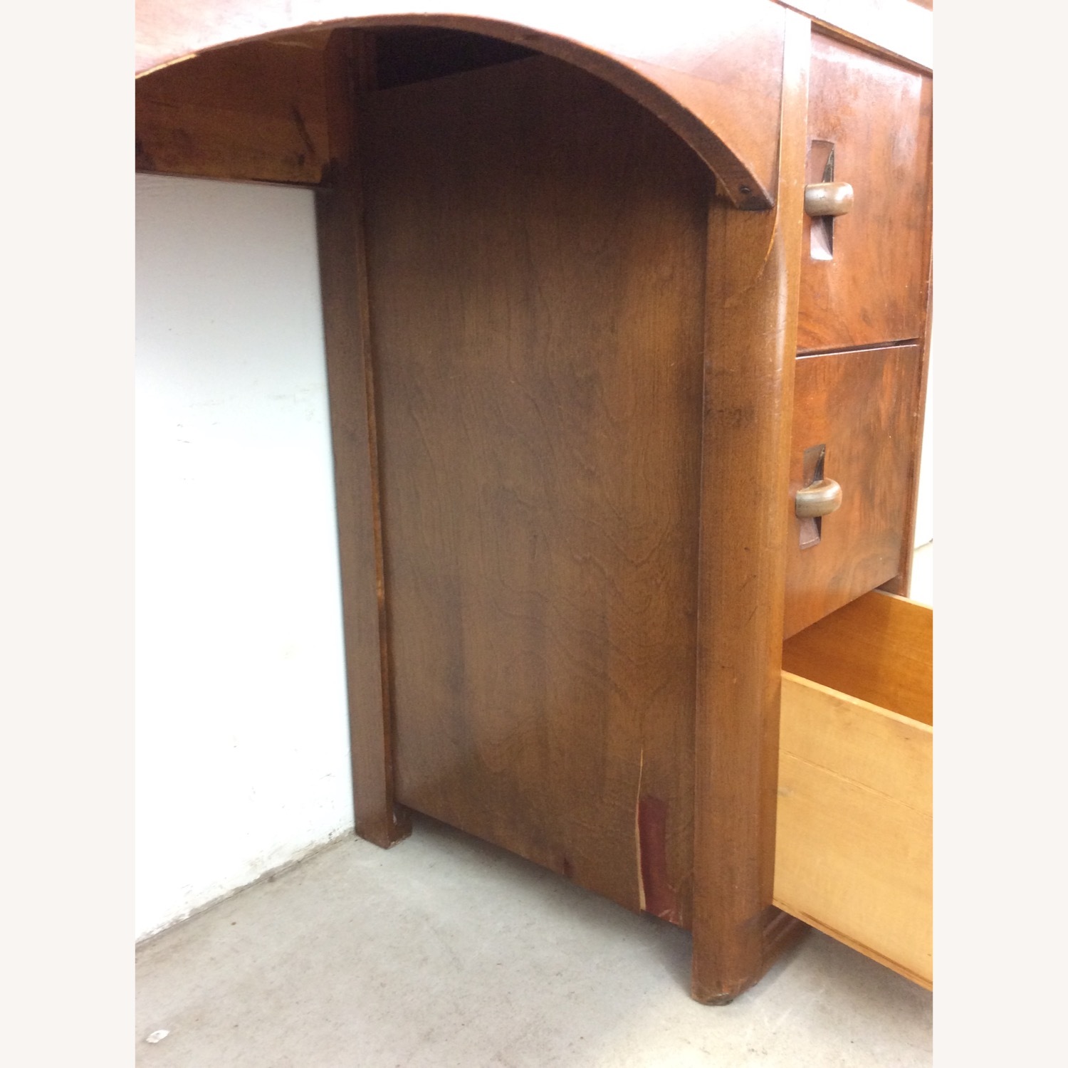 Art Deco 7 Drawer Writing Desk with Waterfall Top - image-17