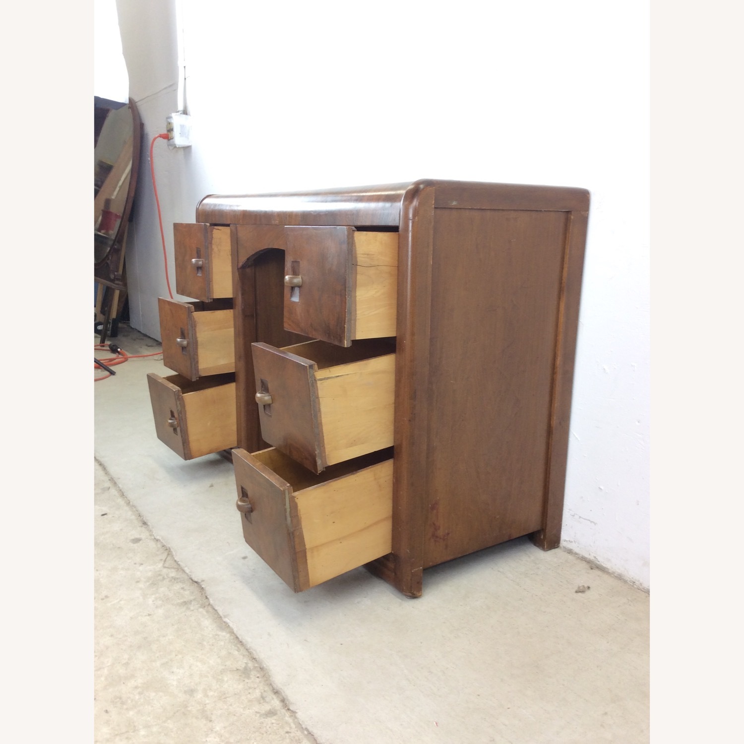 Art Deco 7 Drawer Writing Desk with Waterfall Top - image-12