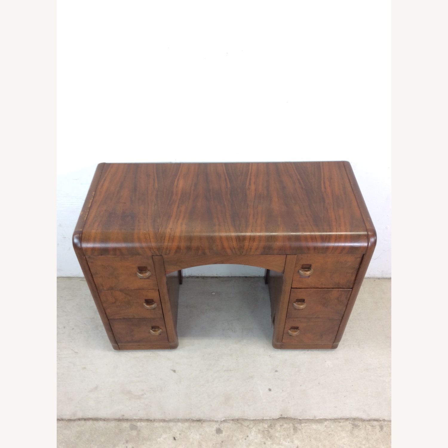 Art Deco 7 Drawer Writing Desk with Waterfall Top - image-2