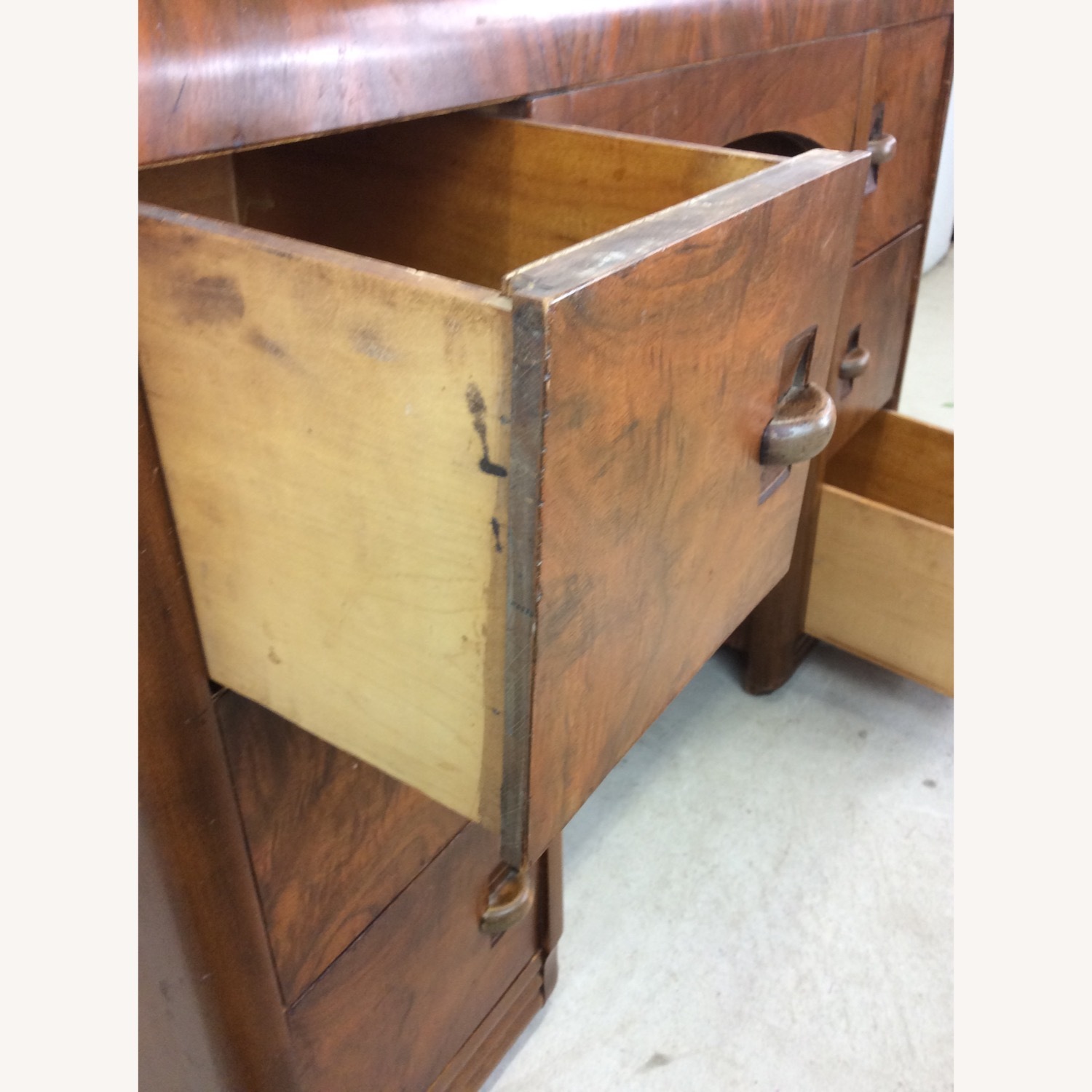 Art Deco 7 Drawer Writing Desk with Waterfall Top - image-19