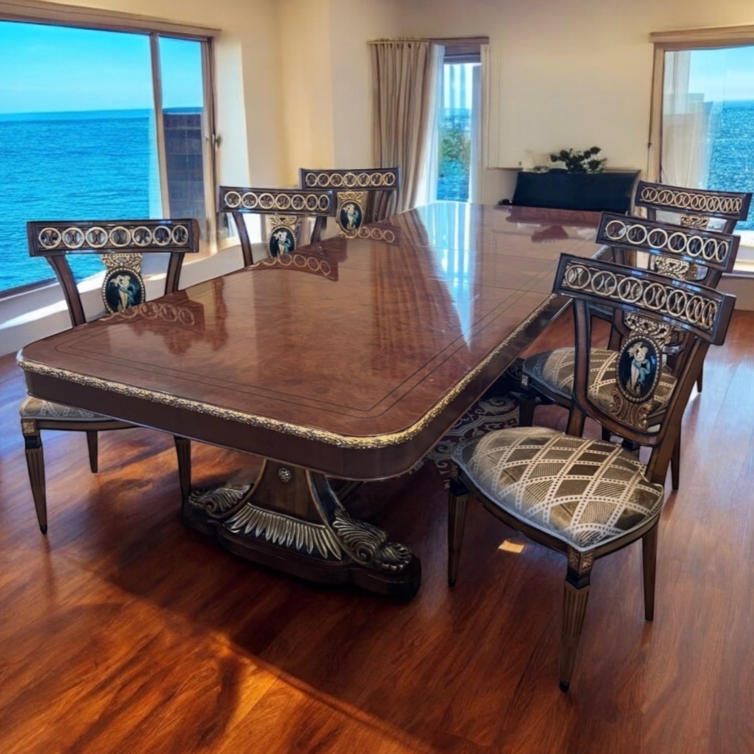 Armando Rho Italy 7p Dining Table Set 6 Chairs - image-1