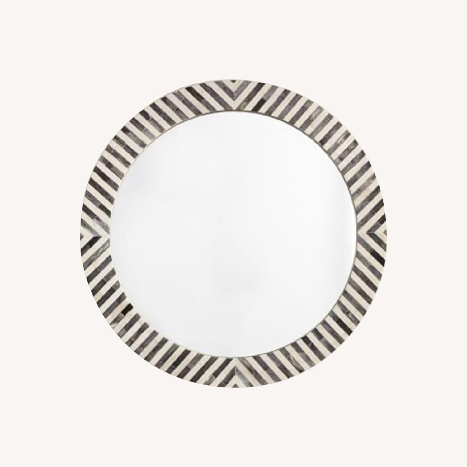 West Elm Parsons Gray Bone Inlay Round Mirror -30" - image-0