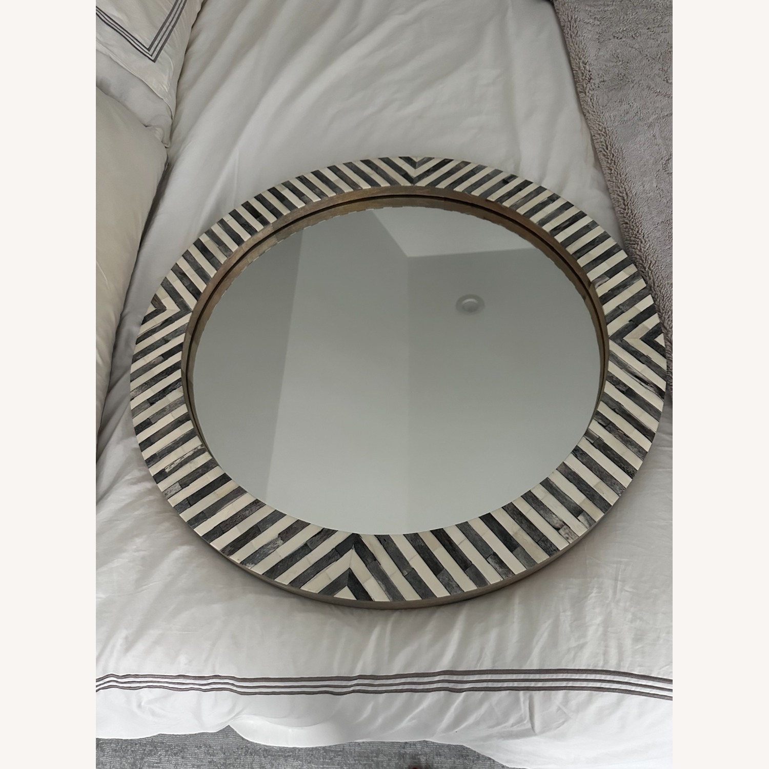 West Elm Parsons Gray Bone Inlay Round Mirror -30" - image-5
