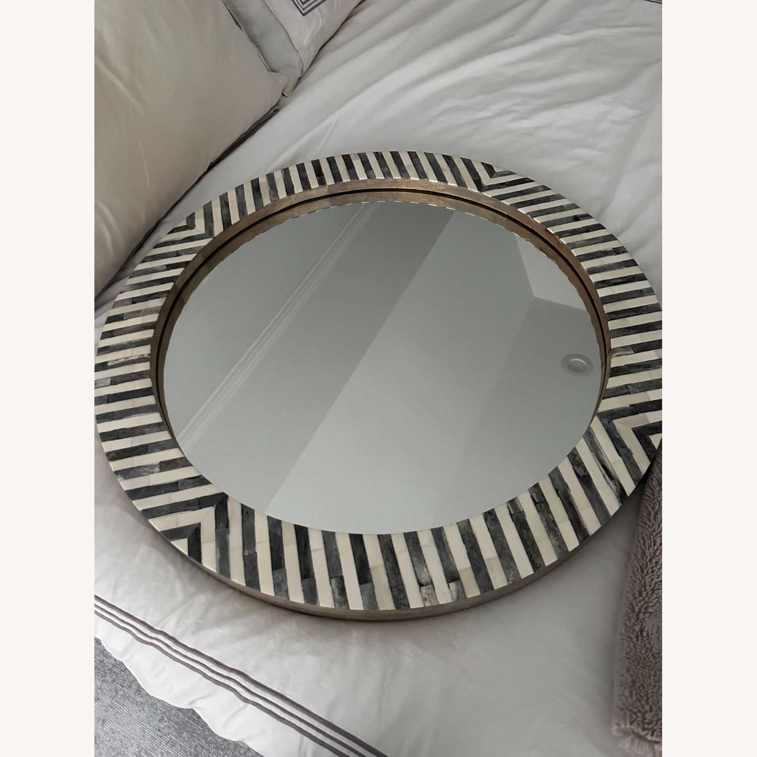 West Elm Parsons Gray Bone Inlay Round Mirror -30" - image-2