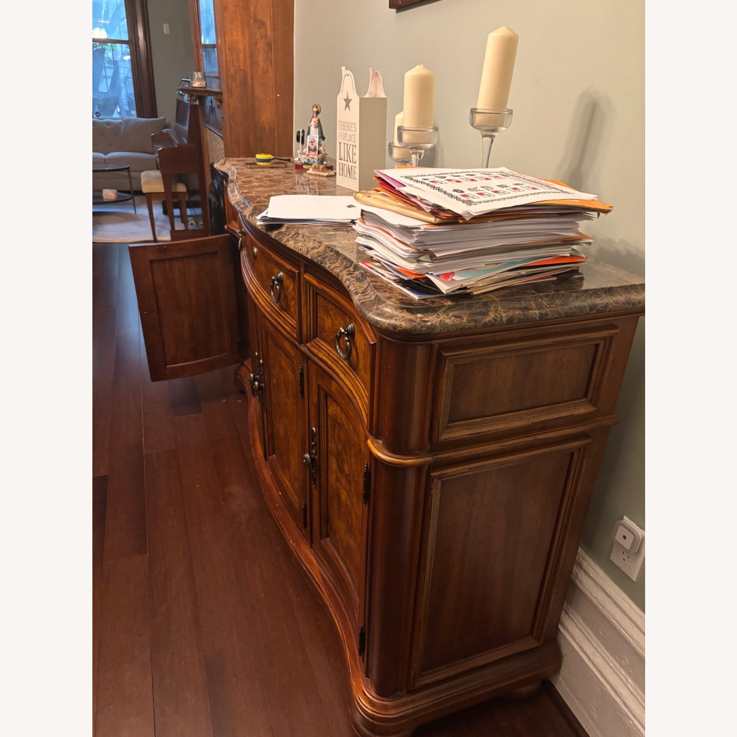 Thomasville Vintage Marble and Wood Sideboard - image-5
