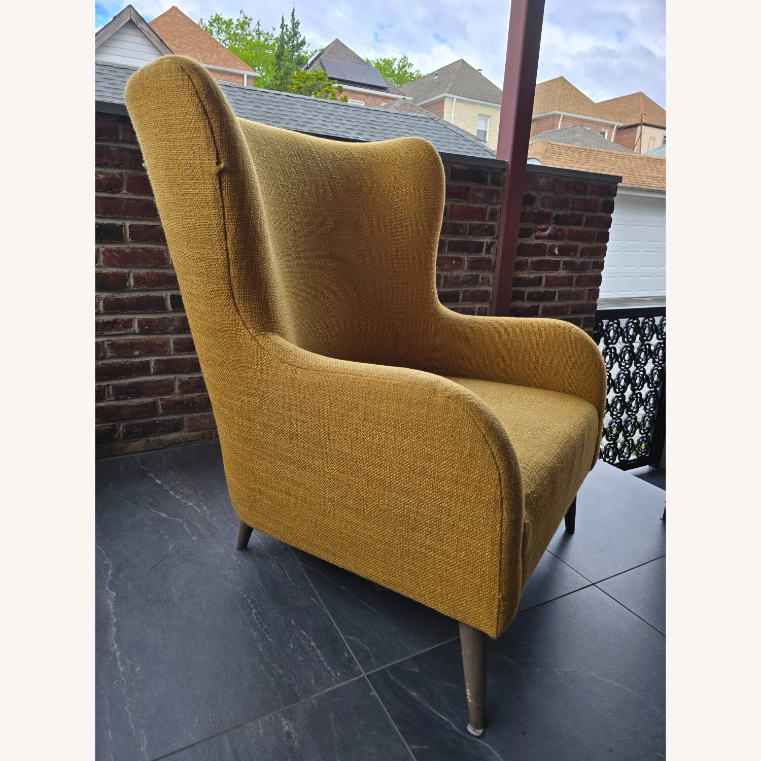 CB2 Suitor Mustard Yellow Wing Chair - image-1