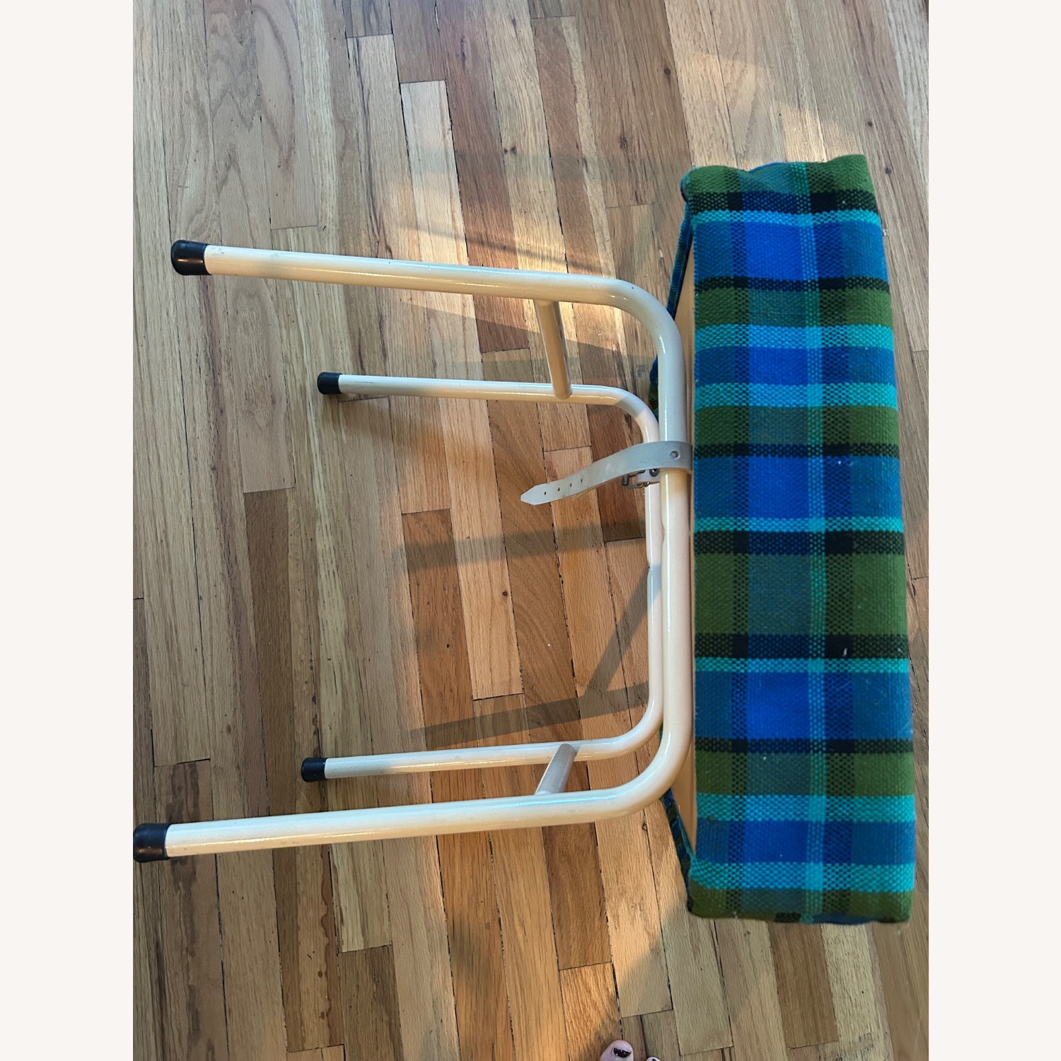 Mid-Century Plaid Modern Stool - image-2
