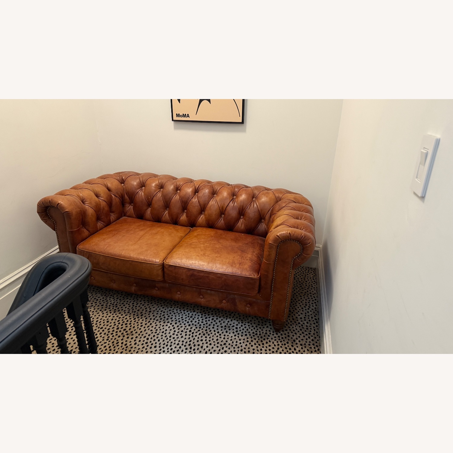 Vintage Leather Loveseat Couch - image-1