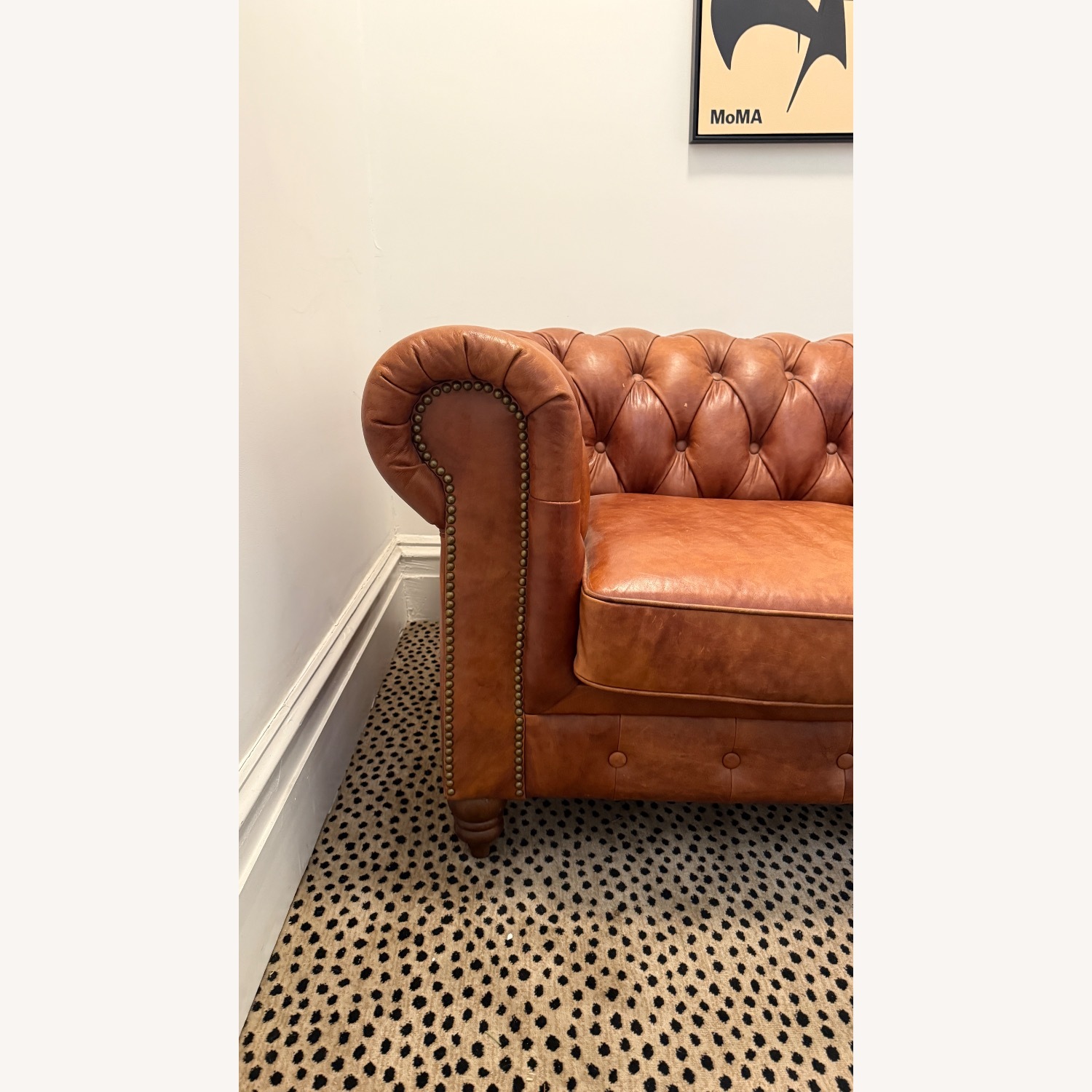 Vintage Leather Loveseat Couch - image-2