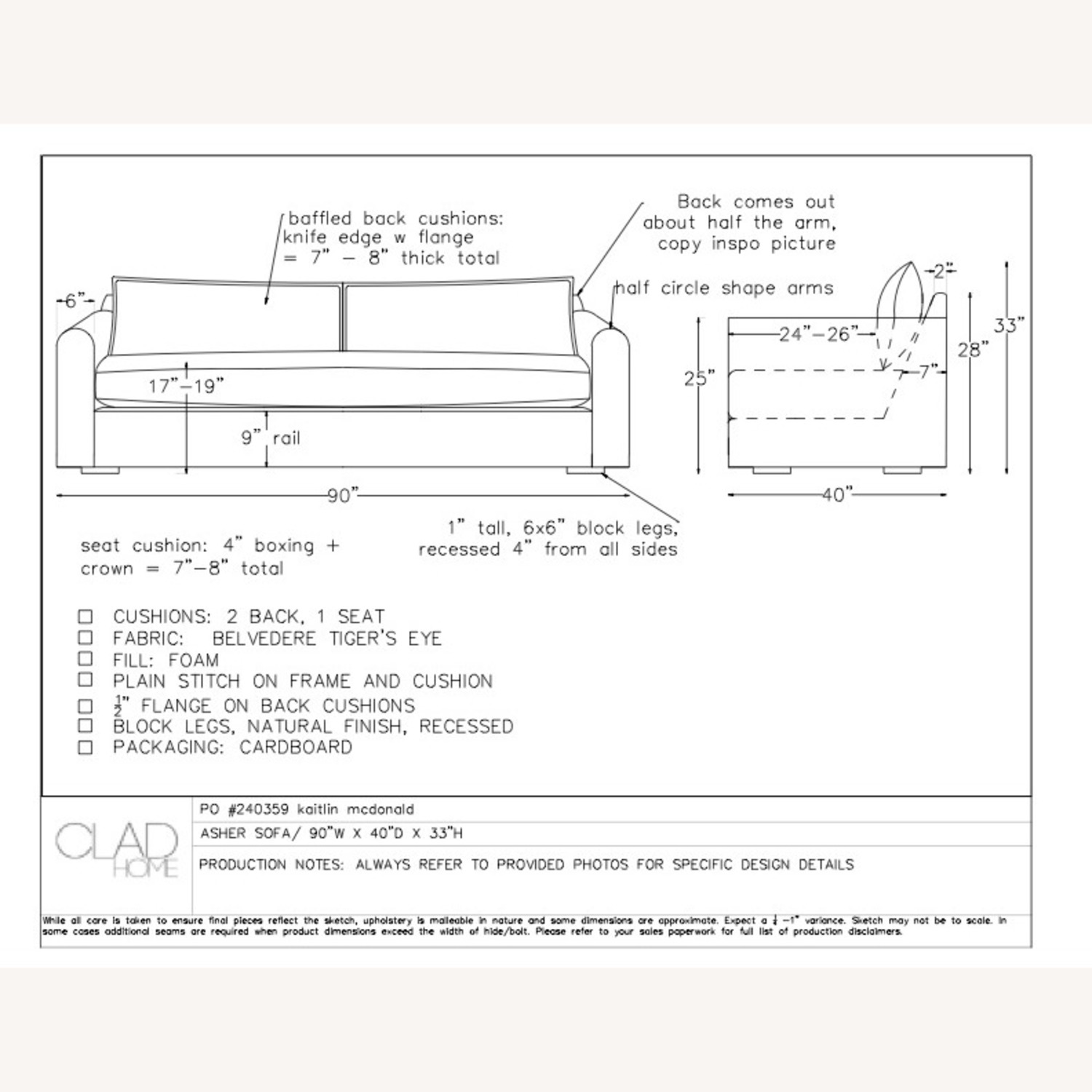 Performance Velvet Custom Sofa - Clad Home Asher  - image-4
