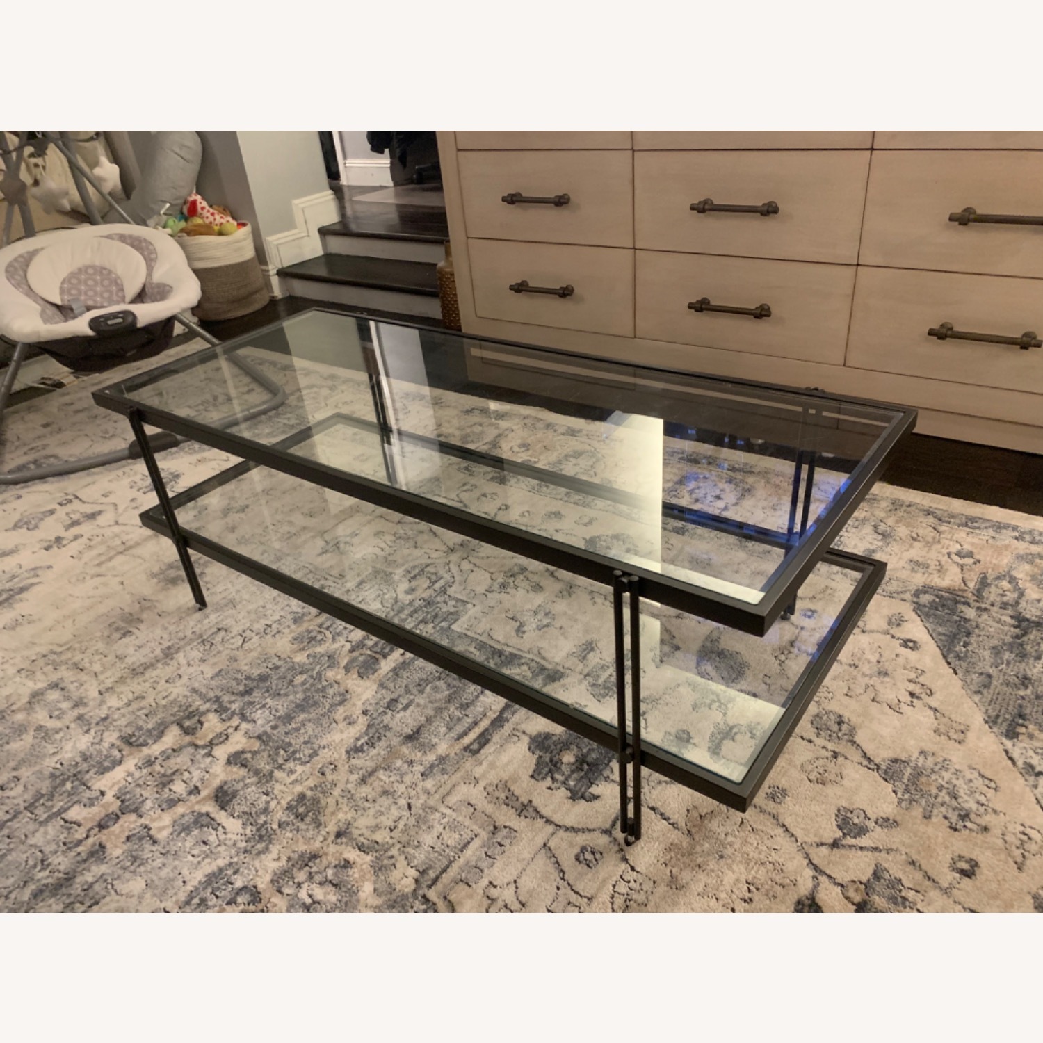 West Elm Fulton 2 Tiered Glass Coffee Table - image-2
