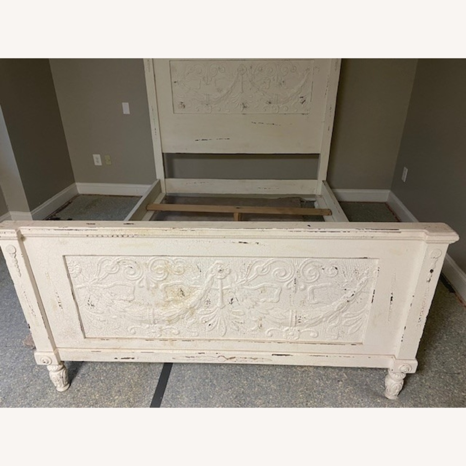 White Antique French Provincial Queen Bed - image-6