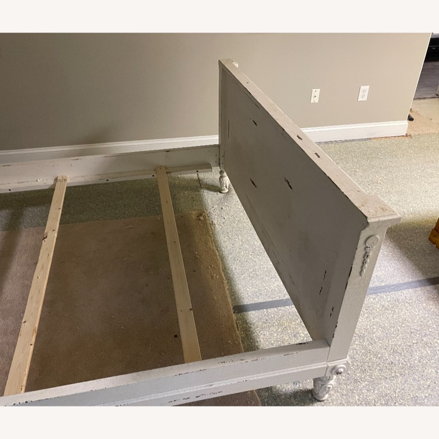 White Antique French Provincial Queen Bed - image-3