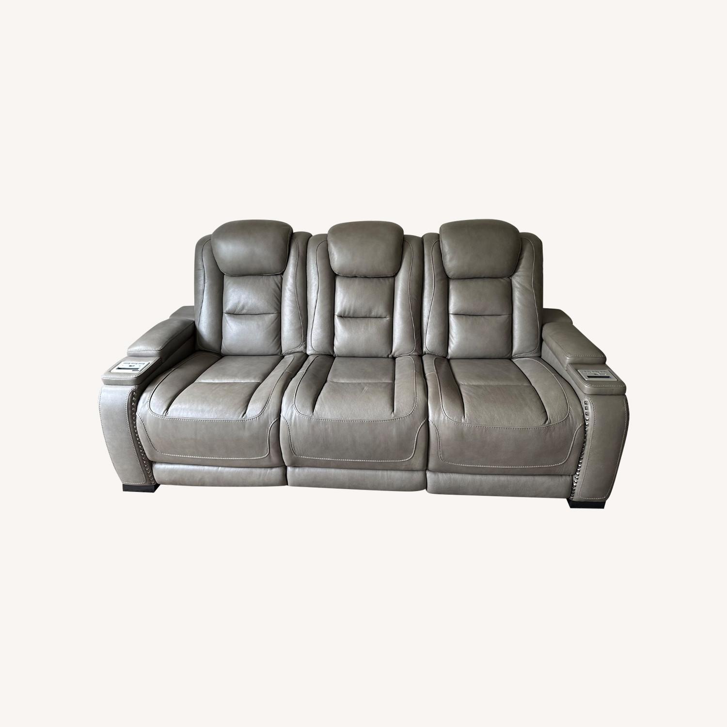 The Man-Den Triple  Leather Power Reclining Sofa  - image-0