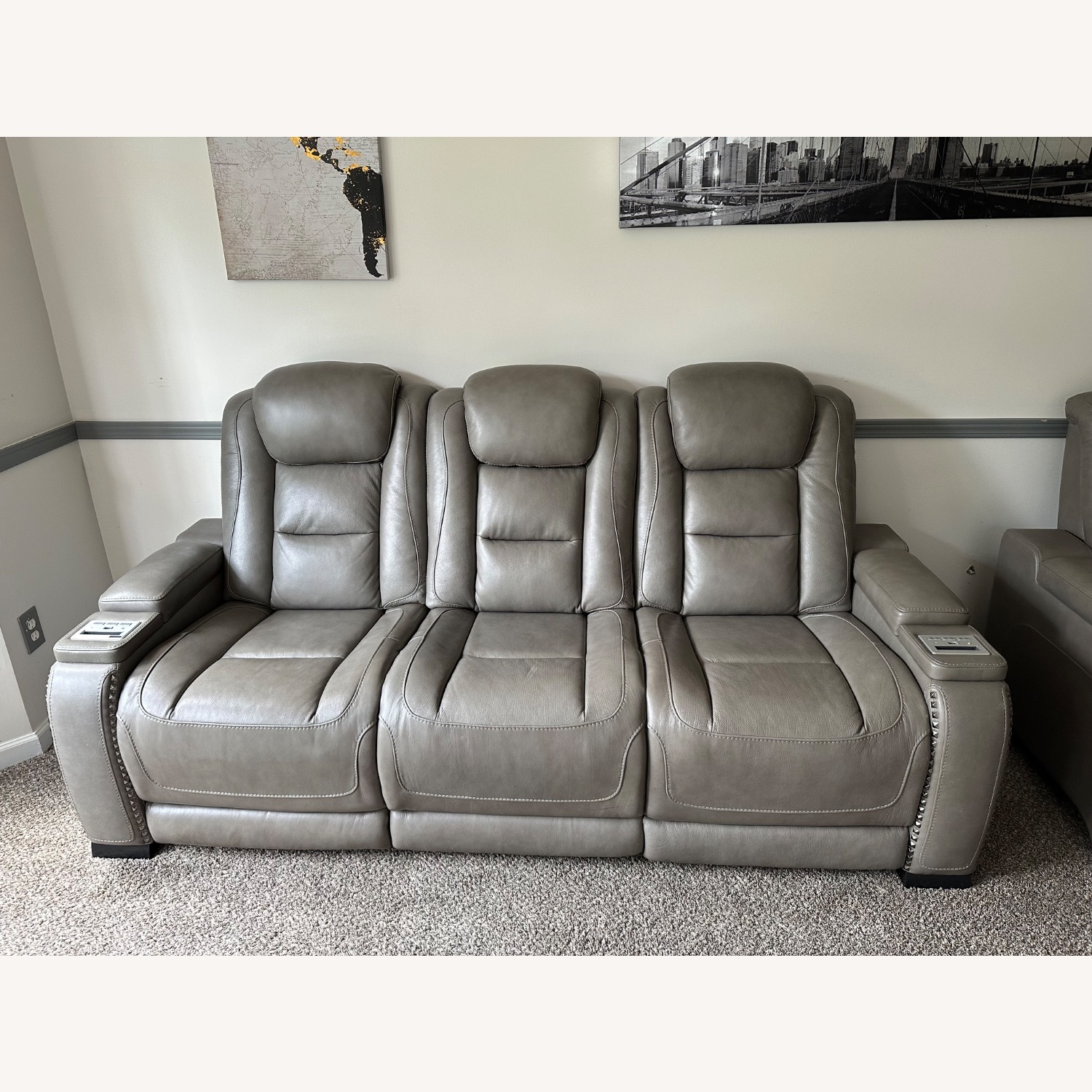 The Man-Den Triple  Leather Power Reclining Sofa  - image-1